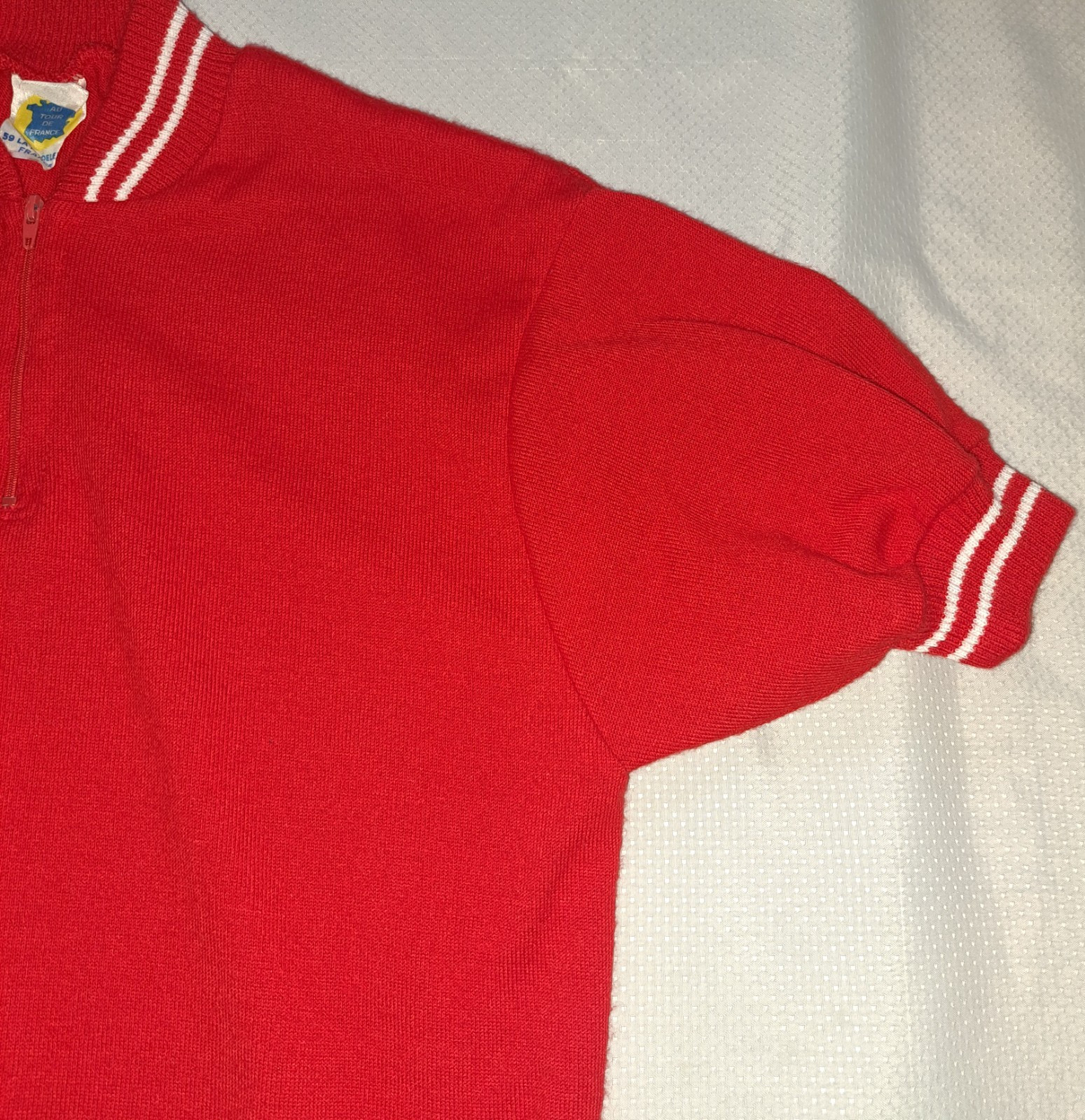Au Tour De France Cycling Jersey Red Acrylic Euro “Size 4” check measurements