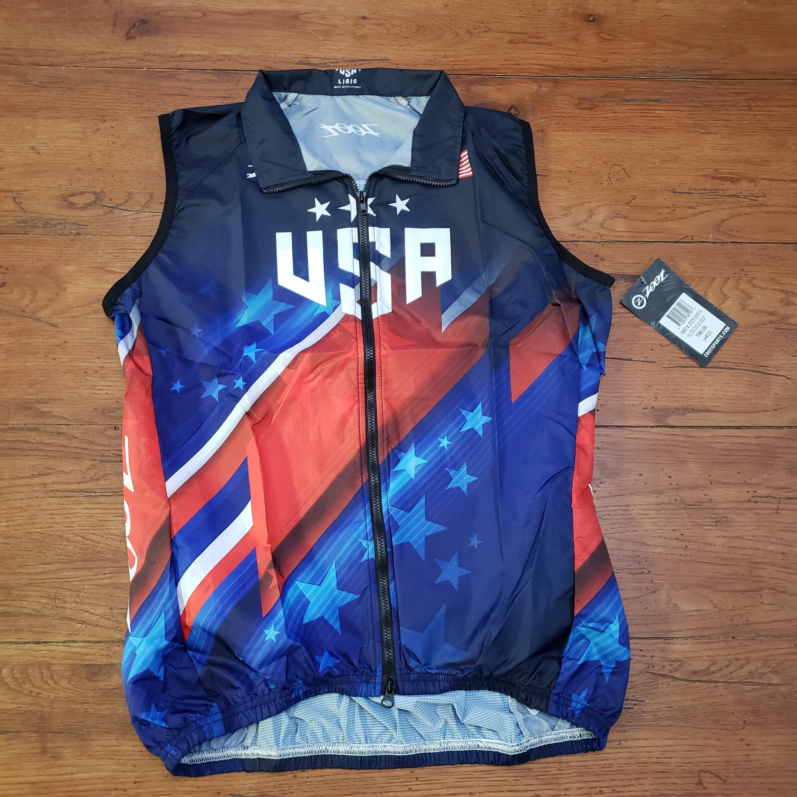 Zoot Womens Medium Ltd Cycle Vest Team USA Windbreaker Gilet Red White Blue M