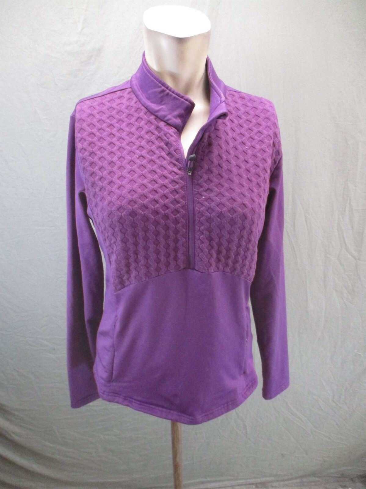 Baleaf Size M Womens Purple 1/2 Zip Stand Collar Textured Cycling Pullover 536