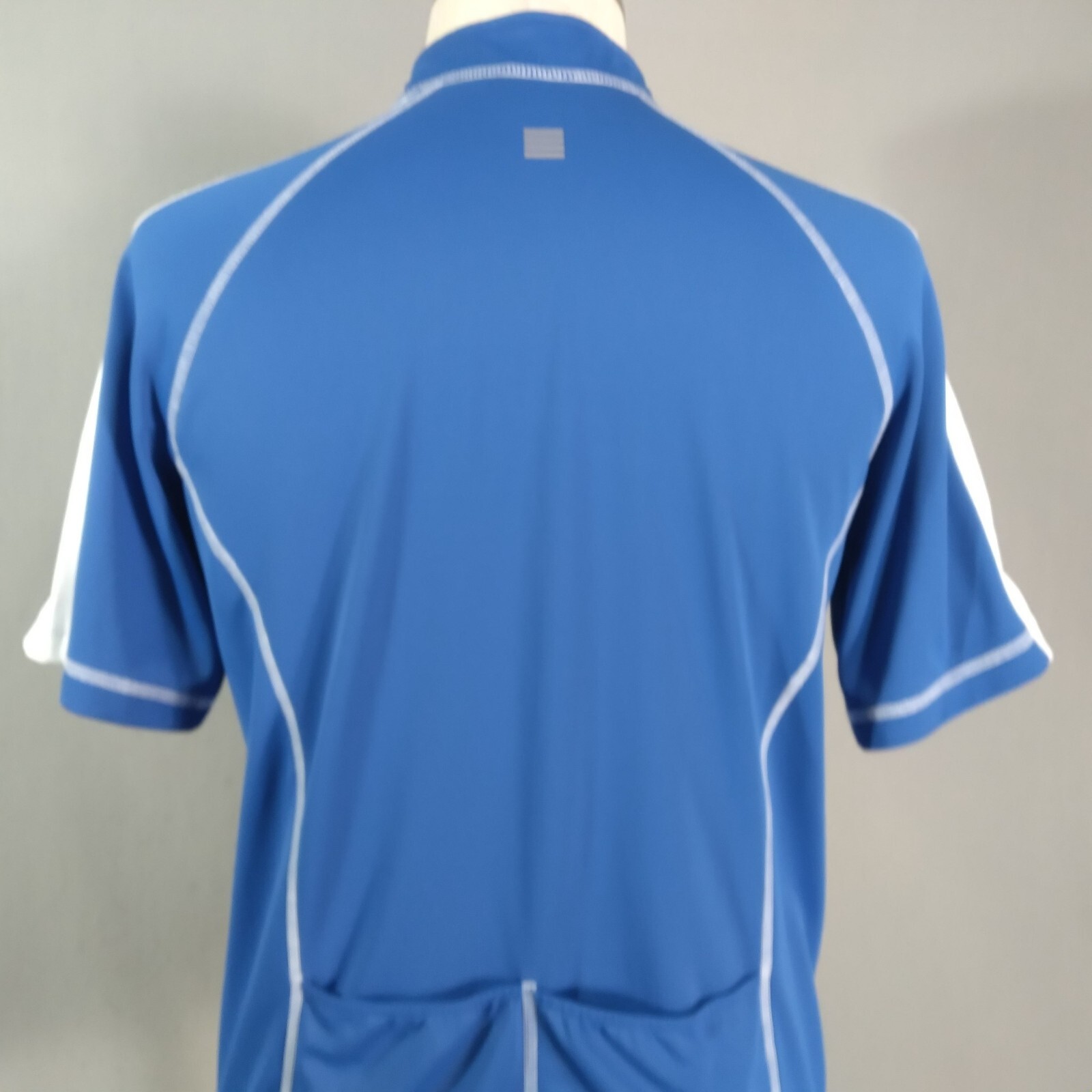 Lands End cycling jersey shirt men’s medium blue microfiber Dri-Fit bicycle