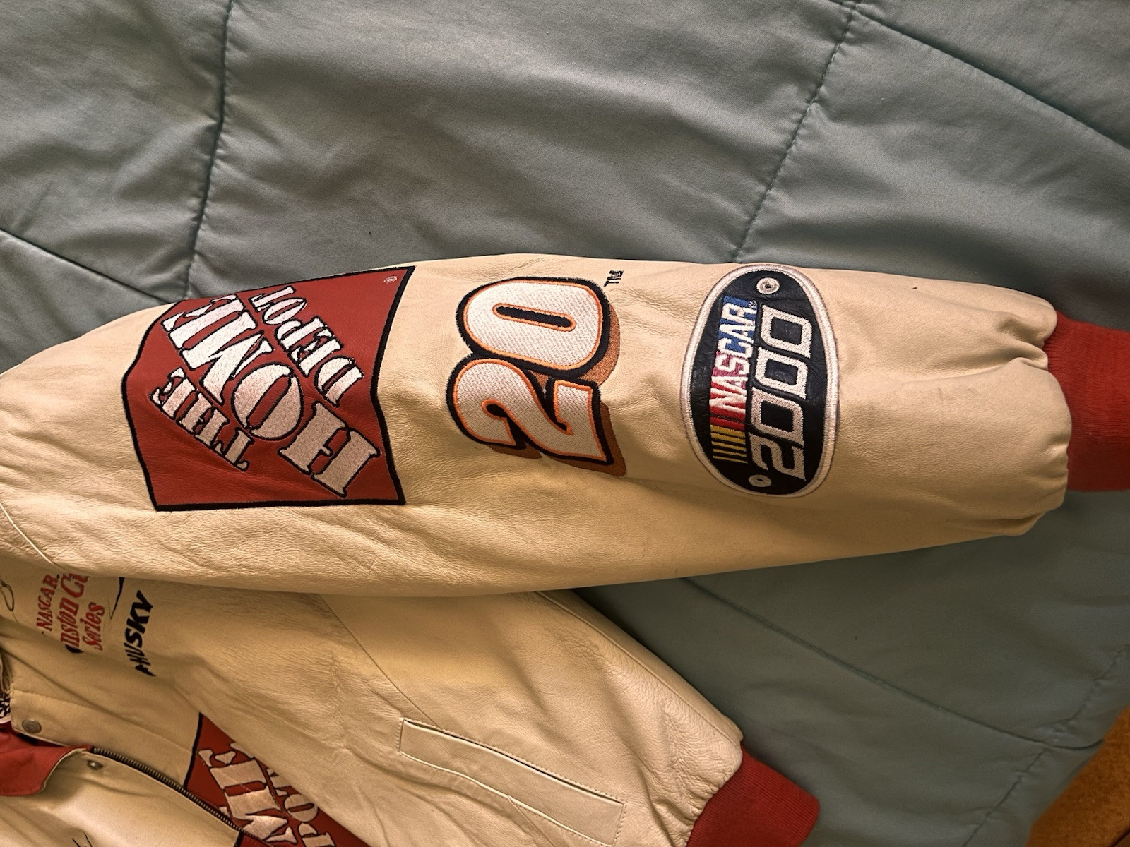 Leather Home Depot NASCAR Bomber Jacket. Authentic Tony Stewart Signature