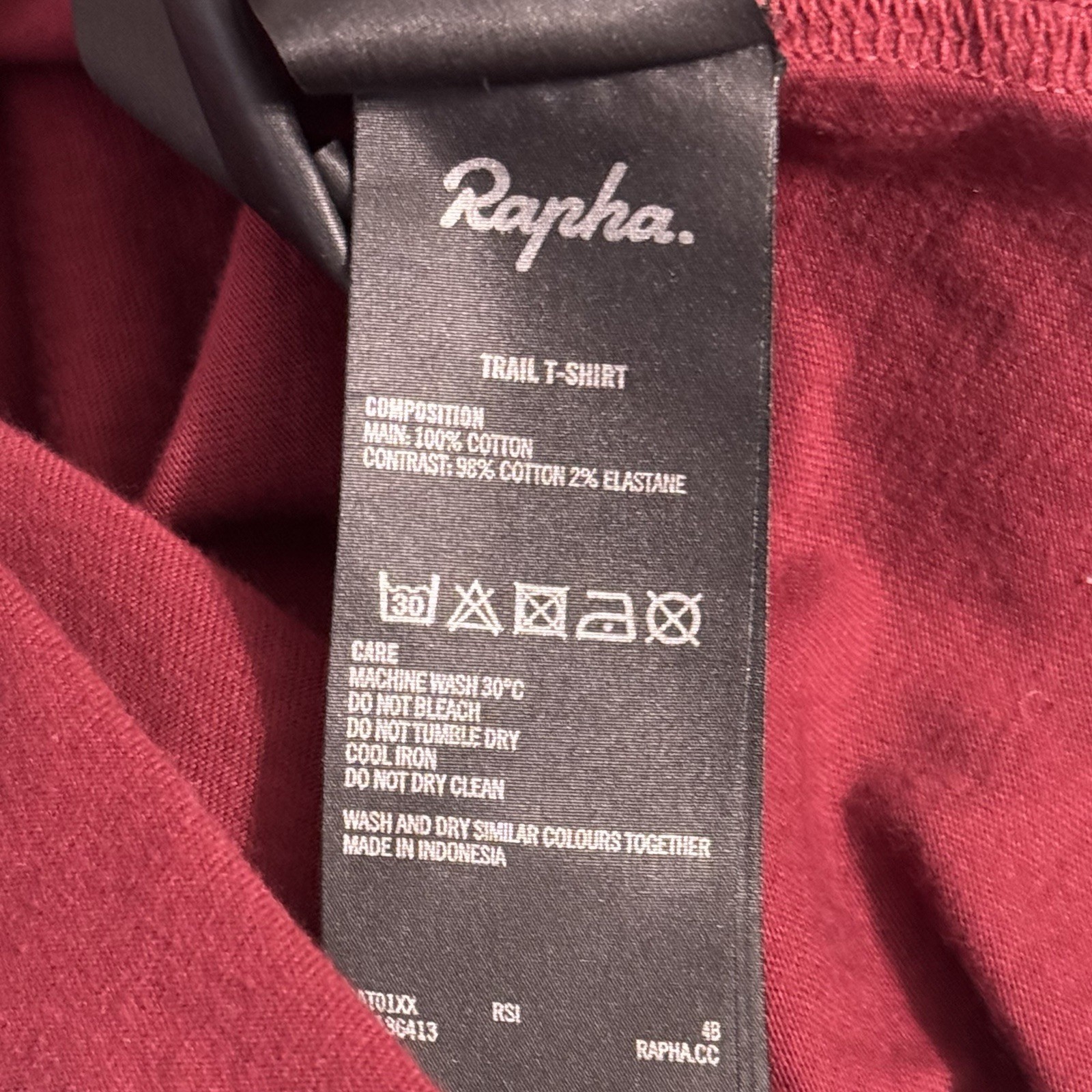 Rapha Trail T Shirt Mens M Red Cotton Burgundy Short Sleeve Cycling Performance