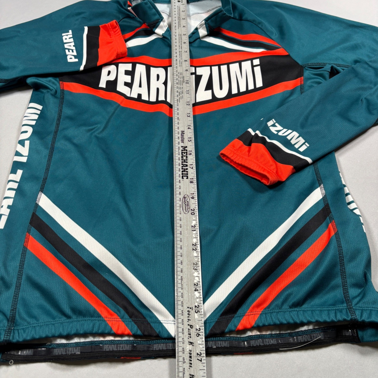 Pearl Izumi Cycling Jersey Mens XL Teal Orange Graphic Full Zip Long Sleeve Bike