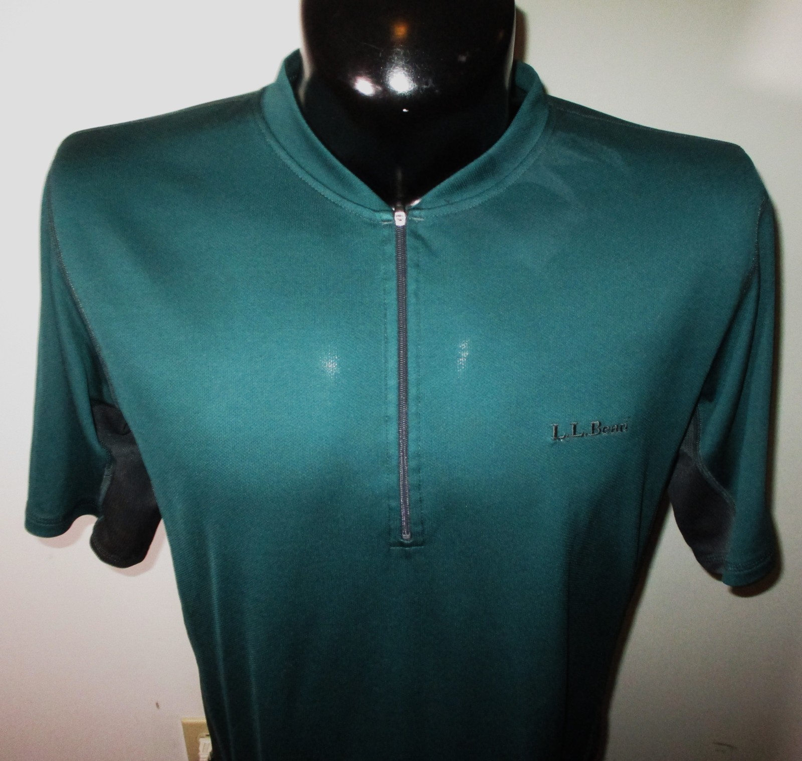 L.L. BEAN Green Short Sleeve 1/2 Zip Cycling Jersey Men’s Size L