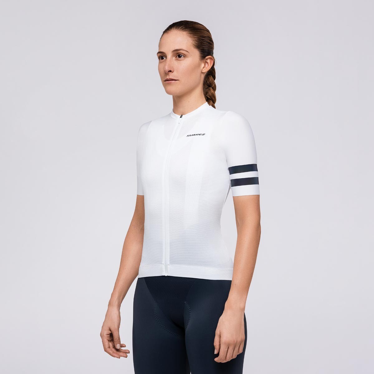 Solid Womens Avant Short Sleeve Cycling Jersey White by Suarez
