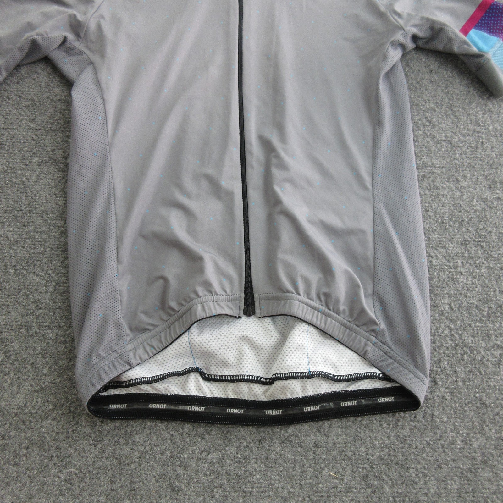 Ornot Cycling Jersey Mens Medium Gray Graphic Full Zip Short Sleeve Made In USA