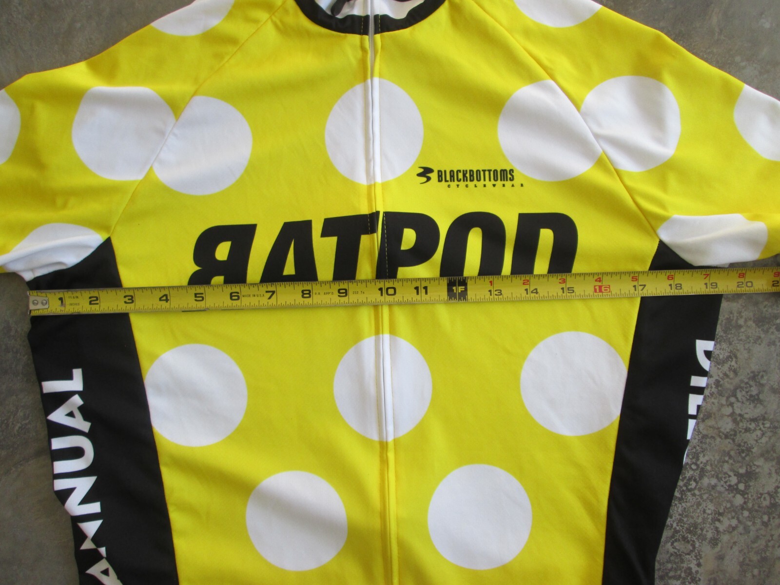 Black Bottoms Cycling Cycle Jersey Adult Small Club Cut Shirt Full Zipper Yellow