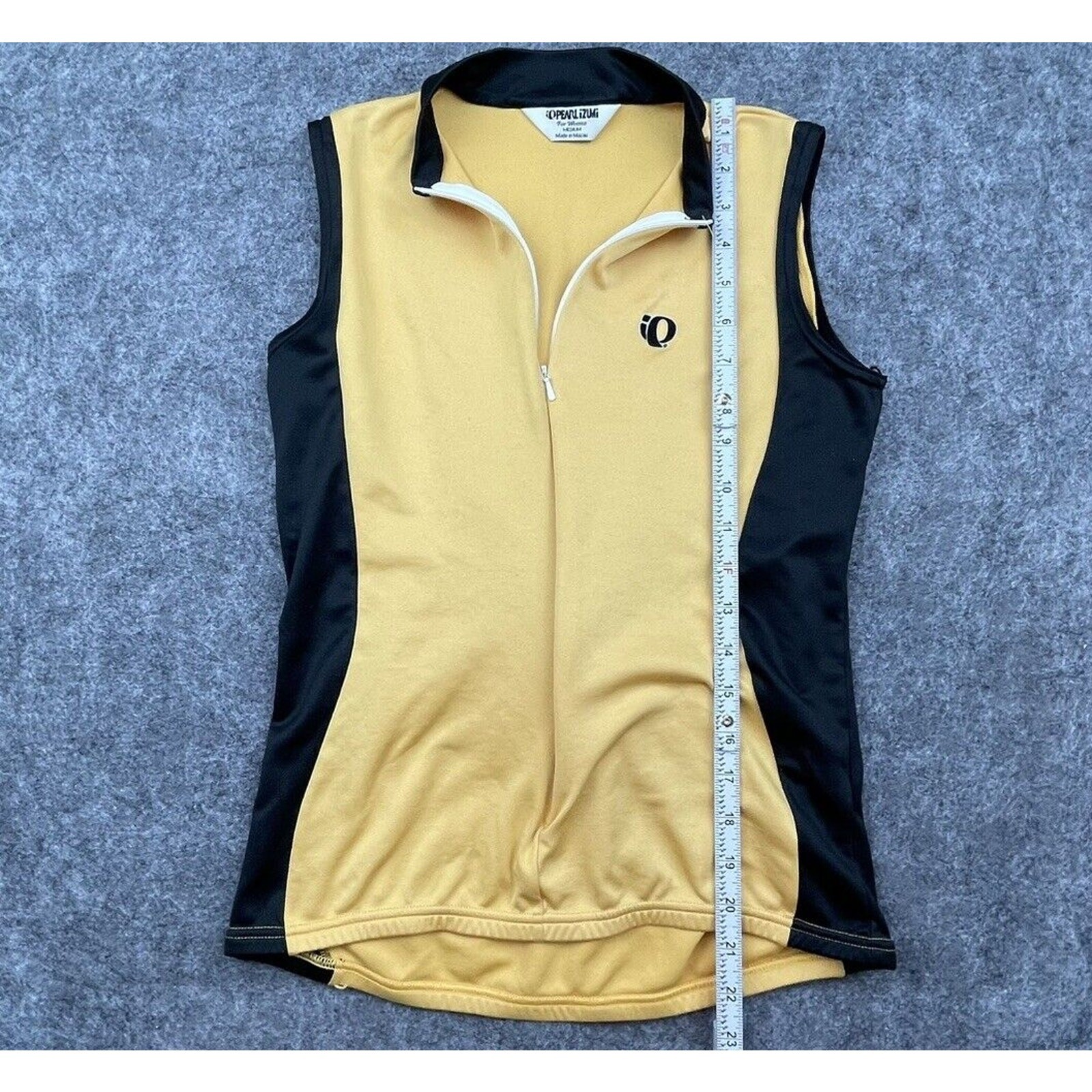 Pearl iZumi Top Womens Medium Cycling Vest Gold Black Back Pockets Long Zip