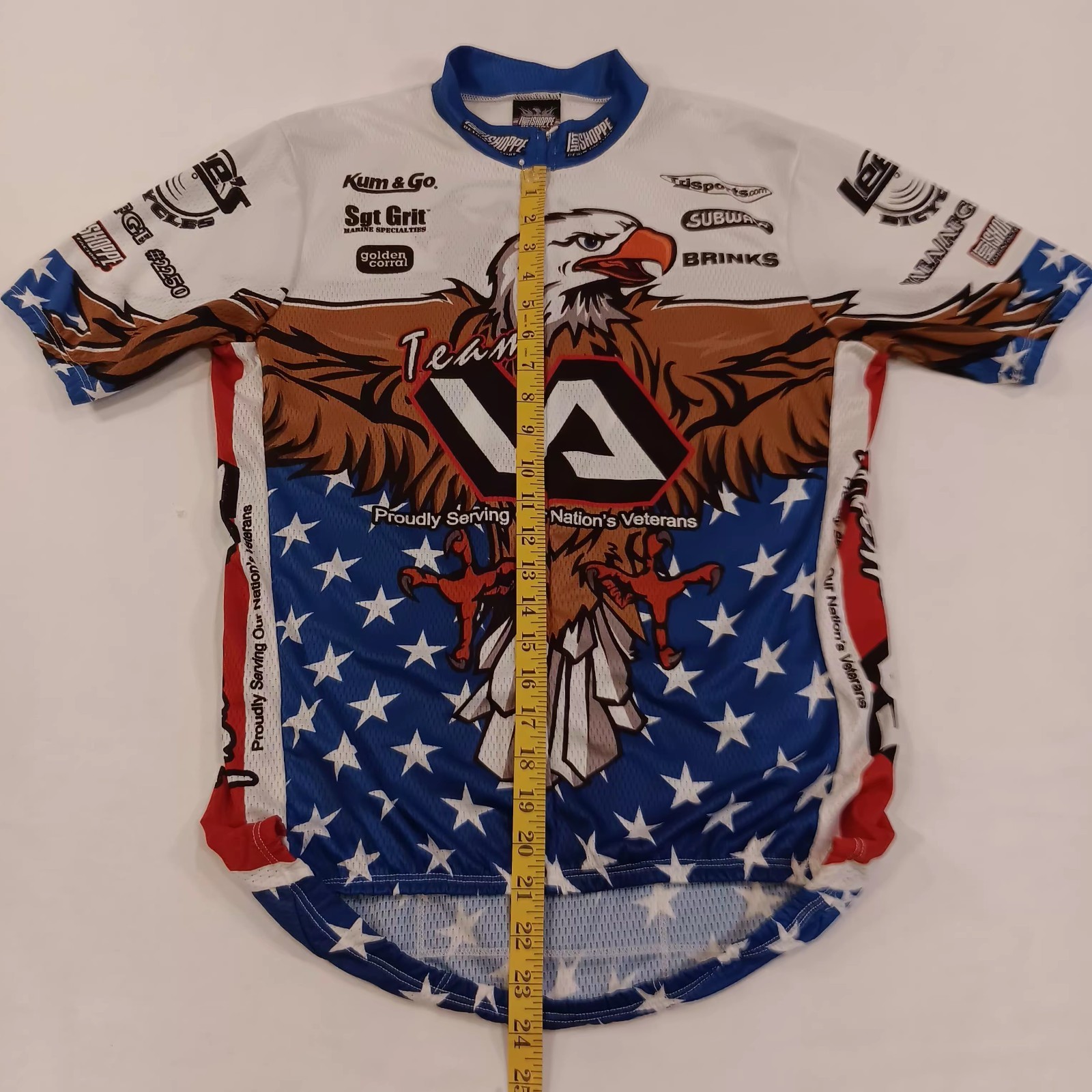 Team VA Cycling Race Jersey Medium Mesh 3/4 Zipper Elastic Waist Back Pockets