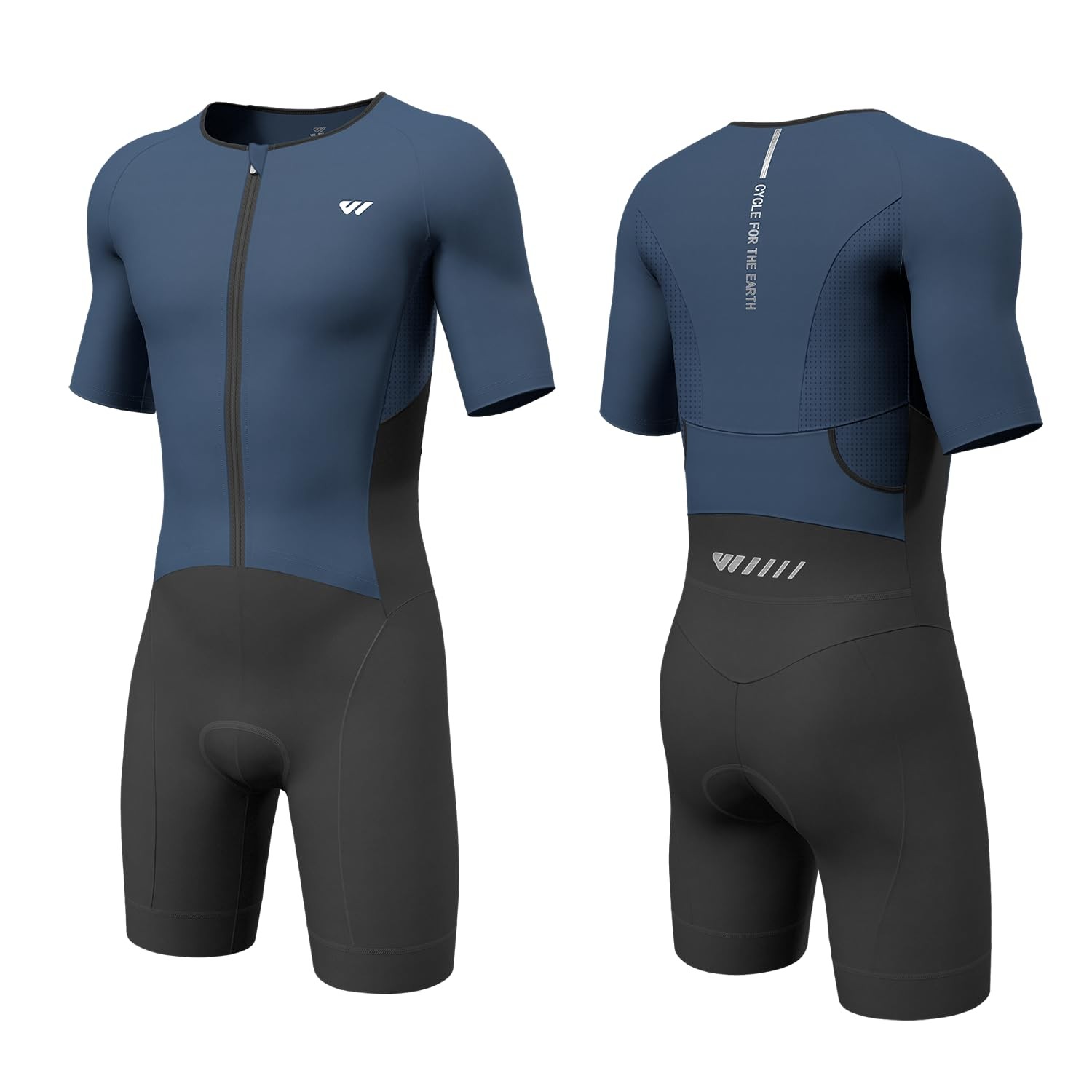Mens Cycling Skinsuit Triathlon Tri Suit Short Sleeve One Piece Bike Gel Padded
