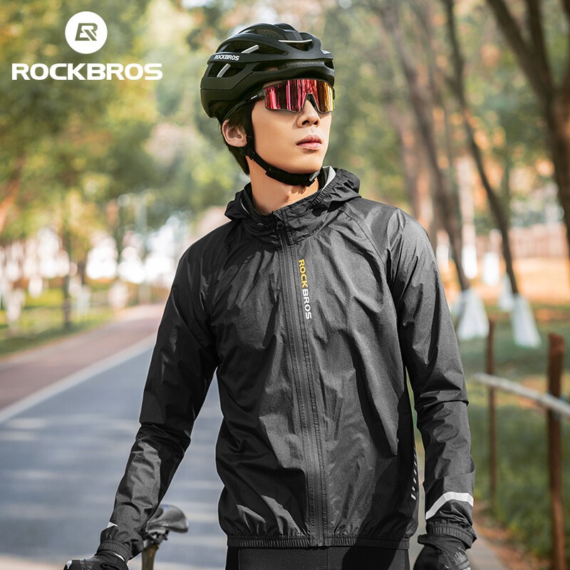 ROCKBROS Outdoor Cycling Rain Jacket Lightweight Reflective Rain Jacket