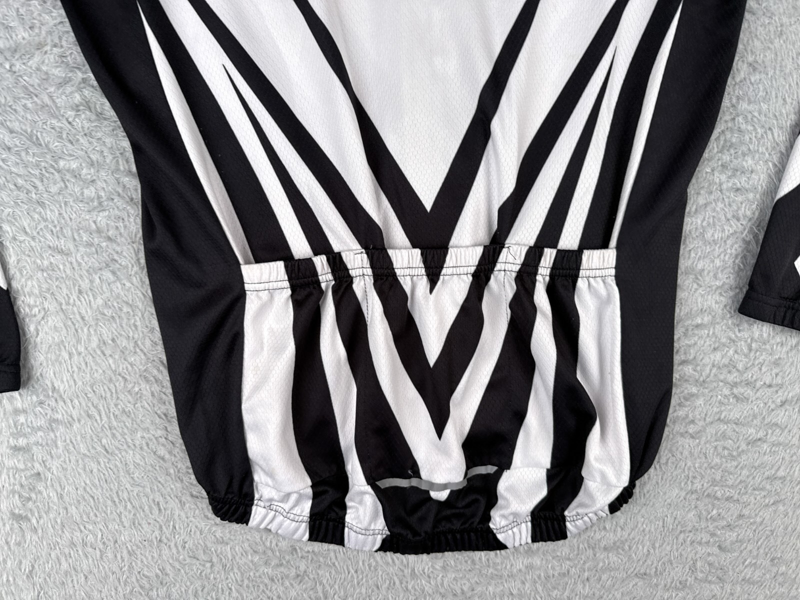 FJQXZ Cycling Jersey Mens Large Black White Long Sleeve Full Zip 100% Polyester