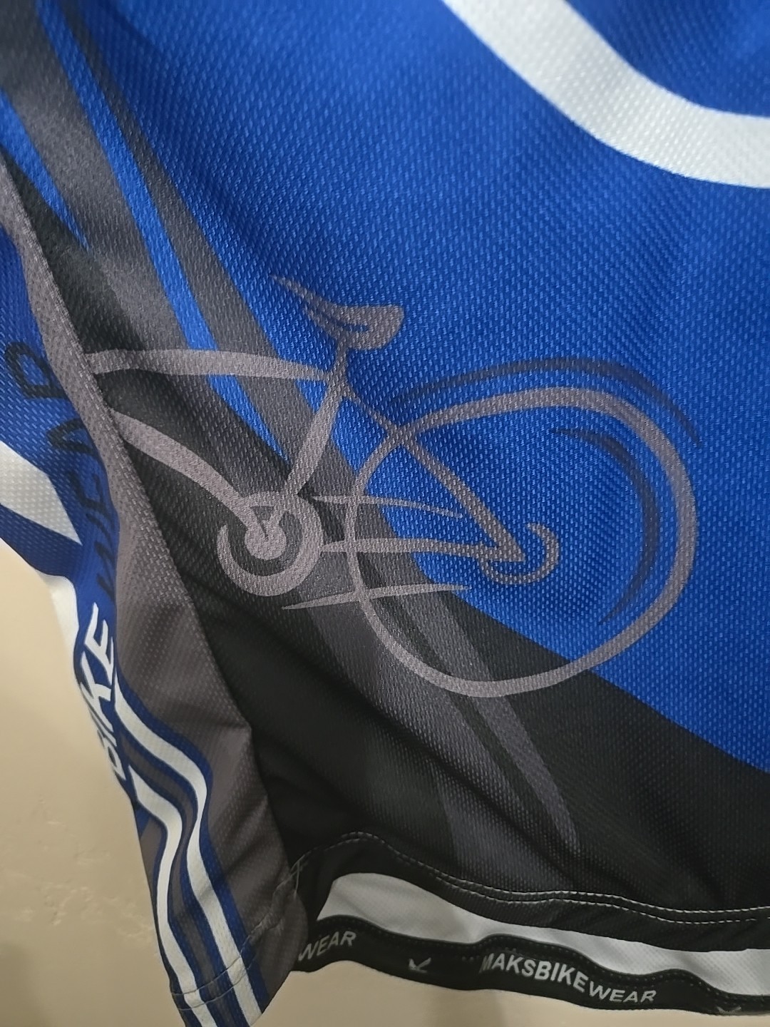 Maks Mens Cycling Jersey Medium Short Sleeve Full Zip Bike Shirt 3 Back Pockets