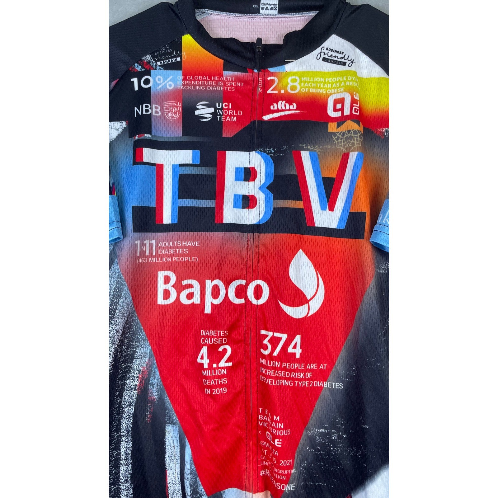 Alé Cycling Jersey Mens XXL Multi Color Excellent Team Bahrain Victorious TBV