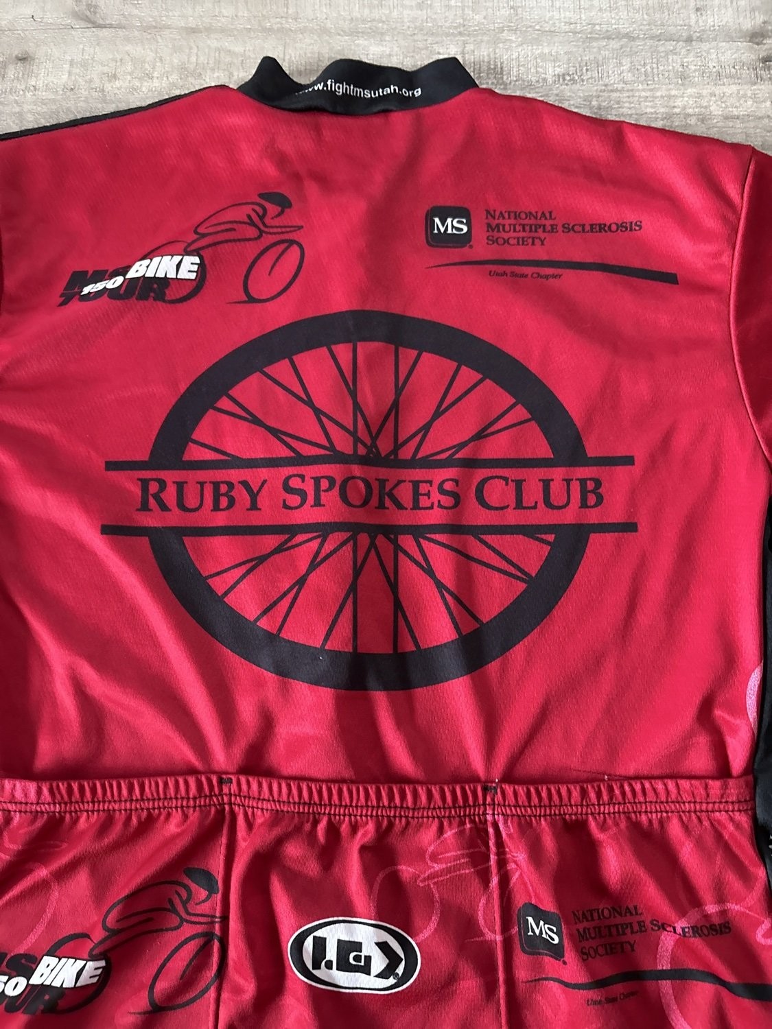 Louis Garneau MS 150 Bike Tour Cycling Jersey Mens Small Red Ruby Spokes Club