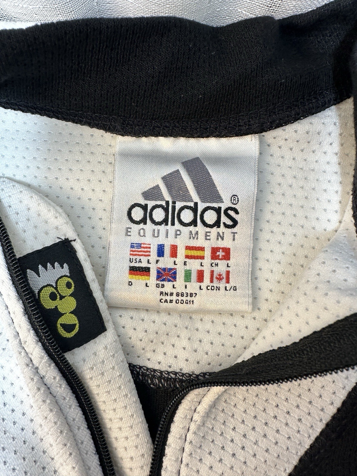 Adidas Vintage Equipment Black White Sleeveless Zip Mock Neck Cycling Jersey L
