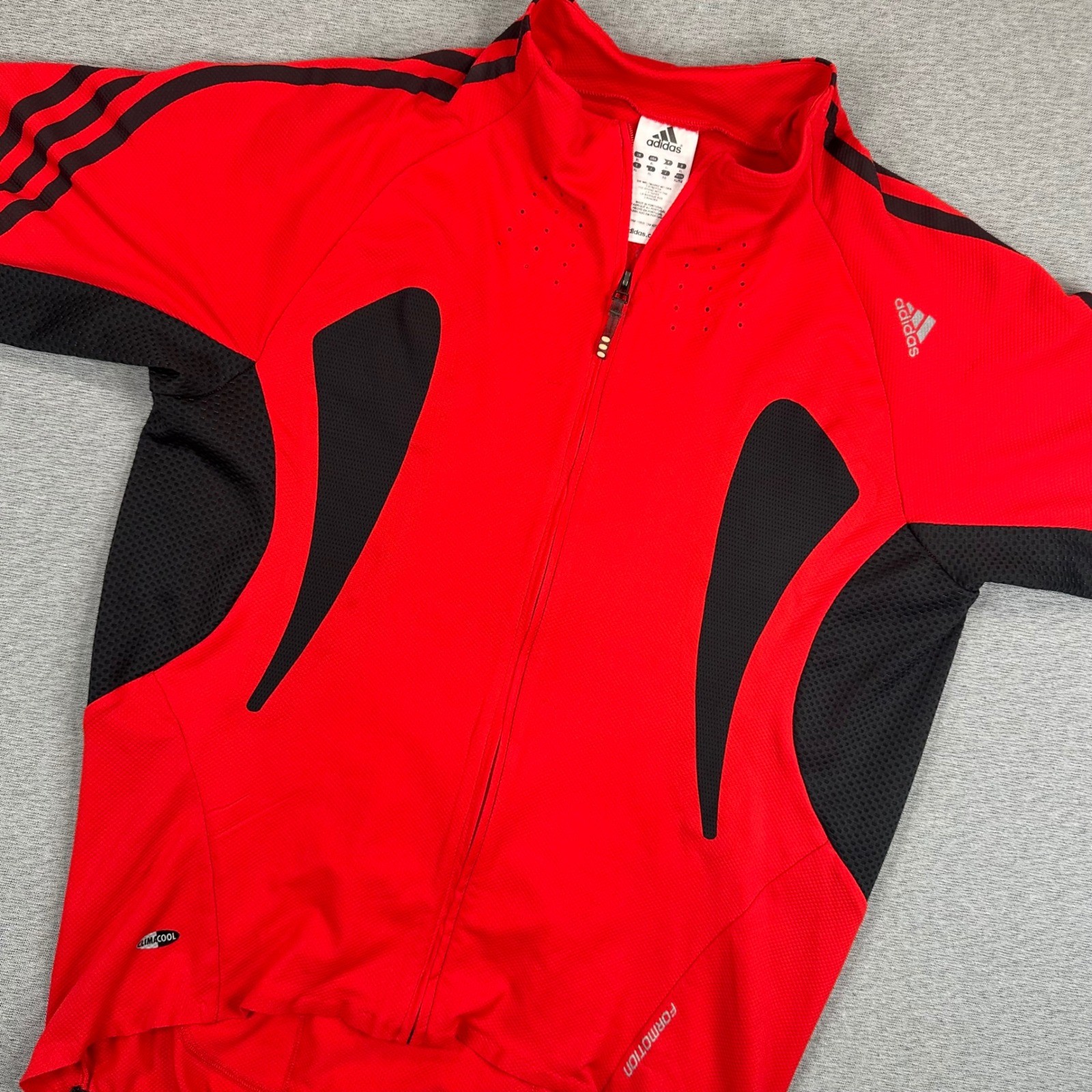 Adidas Formotion ClimaCool Cycling Jersey Men XL Red Black Full Zip Short Sleeve