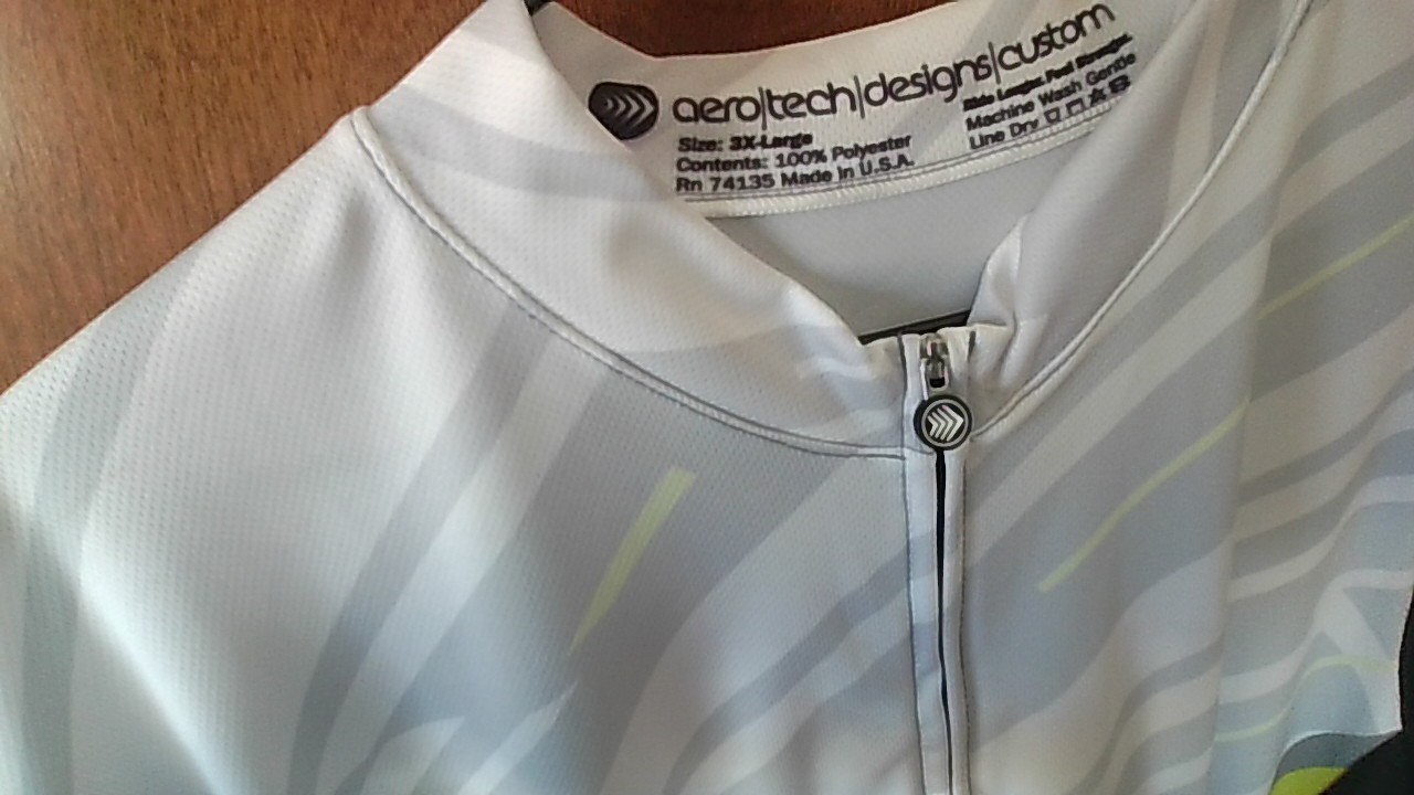 Aerotech Designs Power Tread Cycling Jersey 3XL Zip Elastic Hem 3-Poc SSlv USA