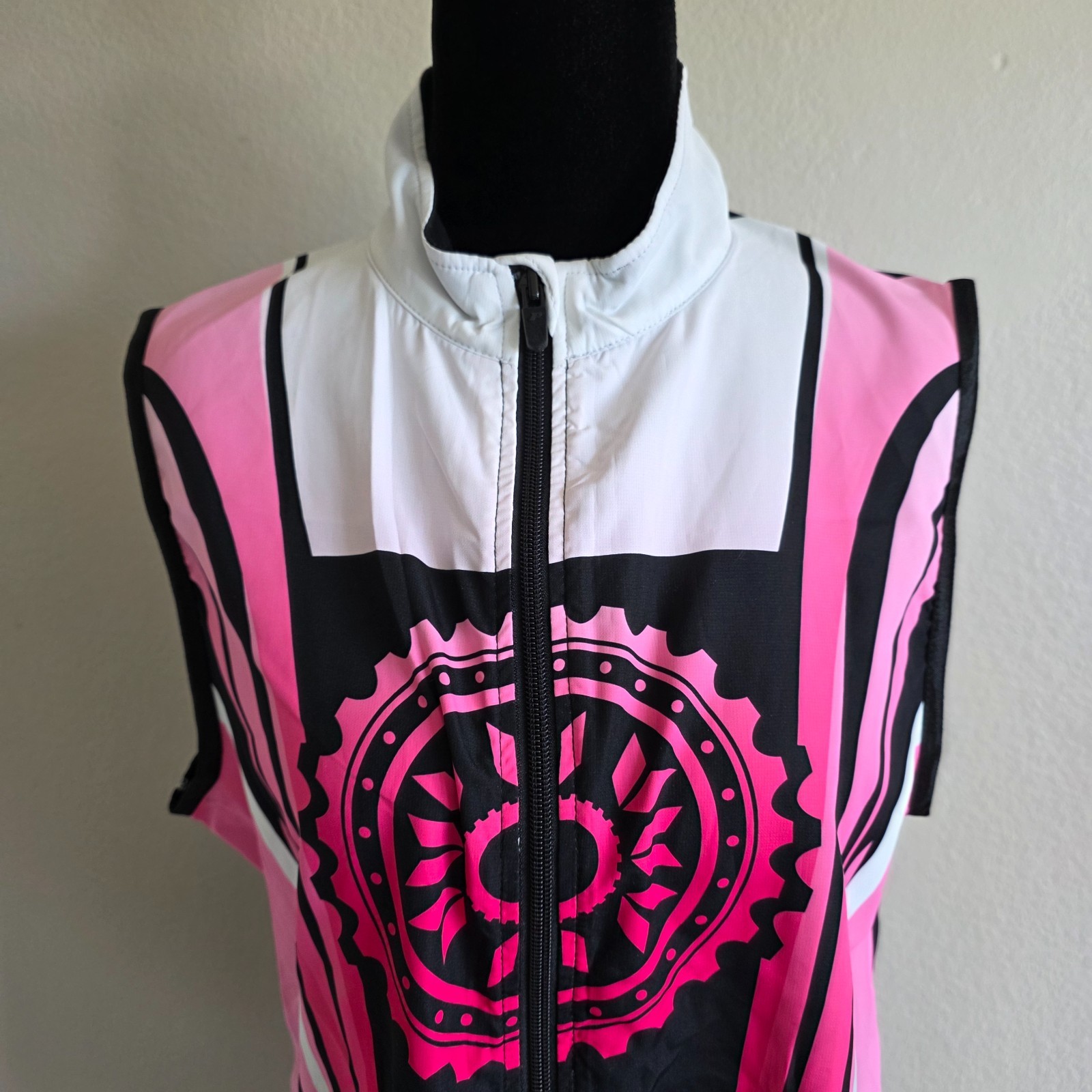 Primal Women’s Cycling Jersey Full Zip Bright Pinks Black Sleeveless Size M