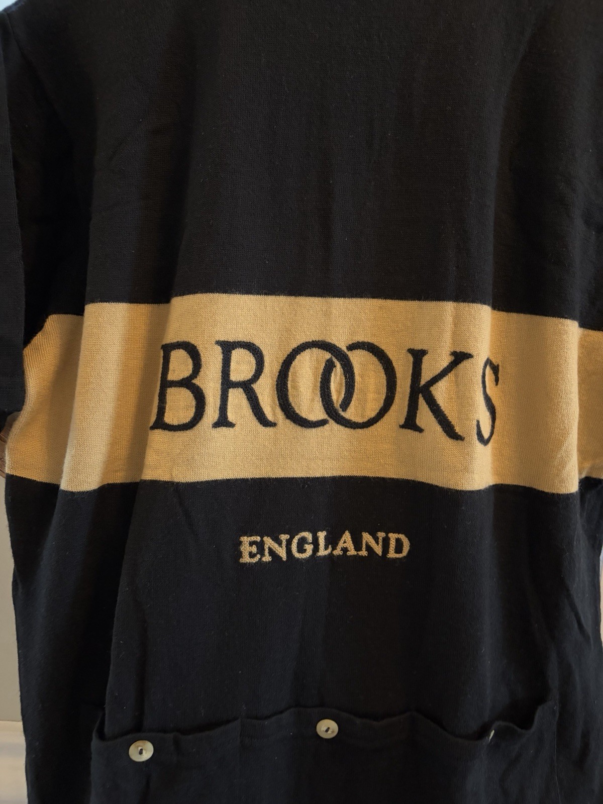 VINTAGE Brooks England L’Eroica Cycling Jersey XL Black/Tan Merino Wool 1/4 Zip