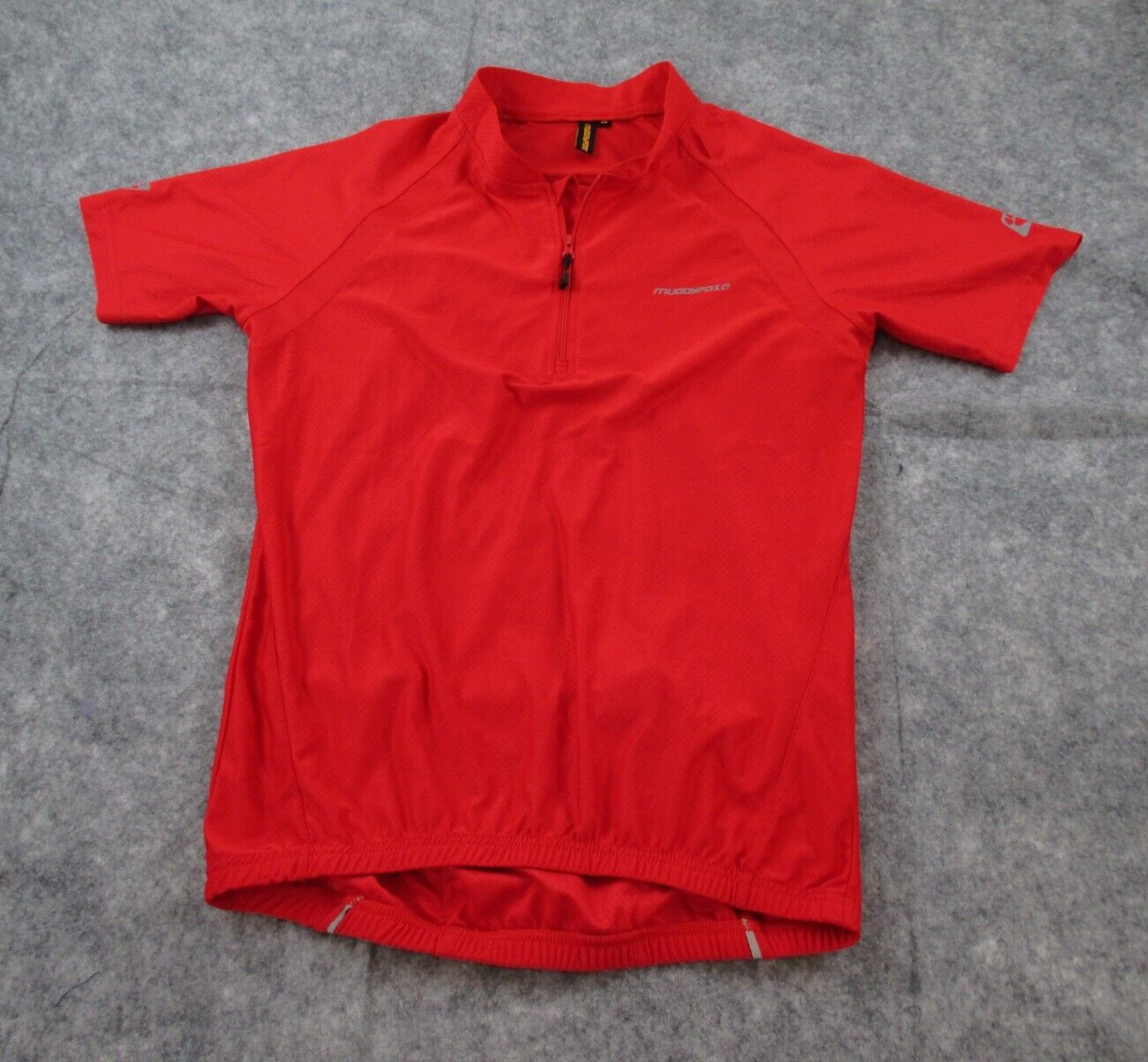 Muddy Fox Cycle Top Jersey Medium Short Sleeve Collared Quarter Zip Red Bike