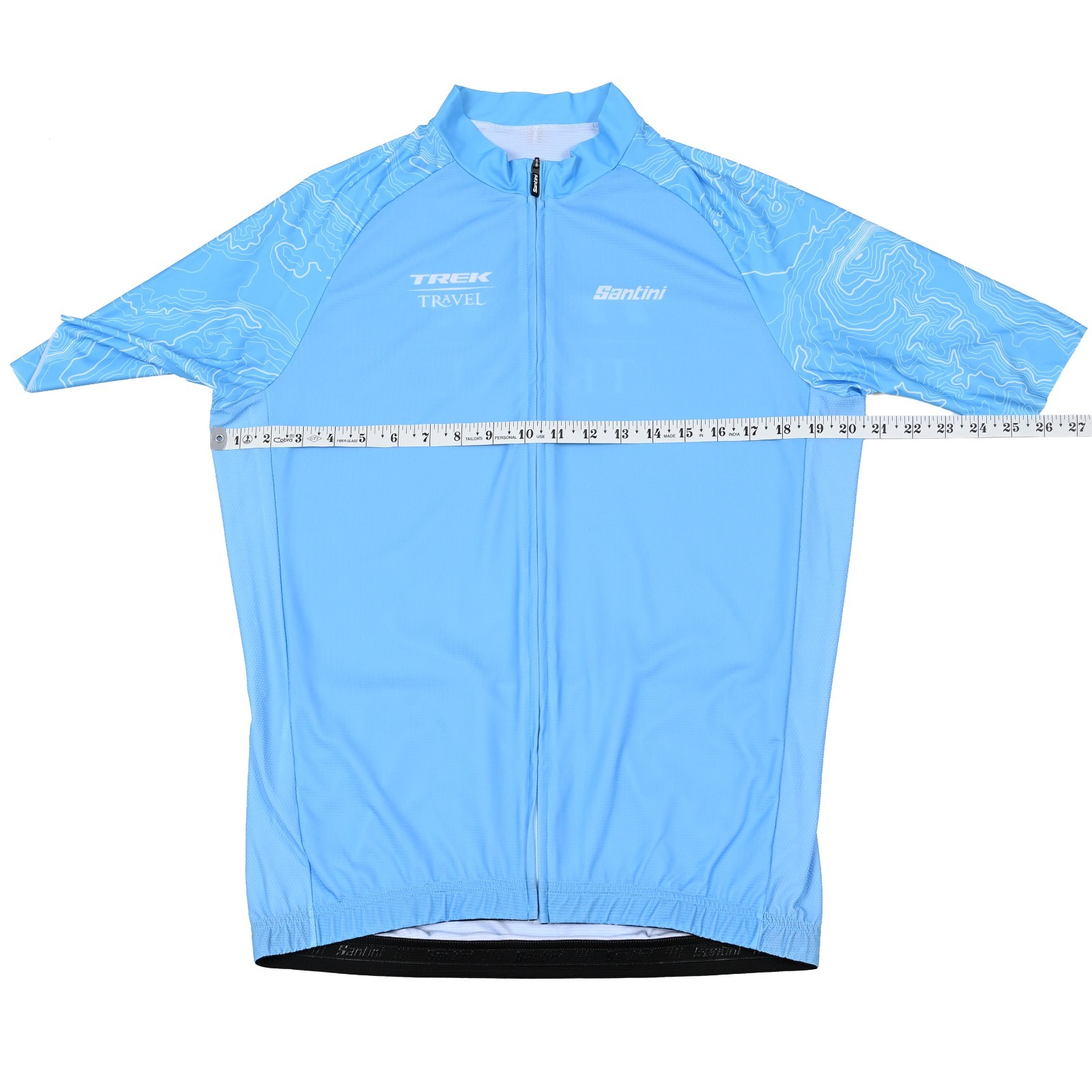 Santini Cycling Jersey Mens Large Blue Trek Travel Short Sleeve Full Zip Italy