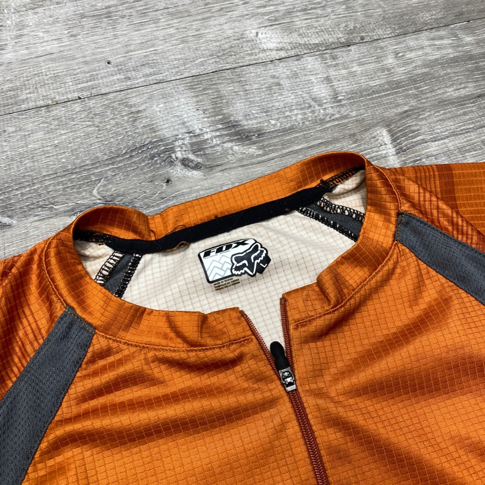 Fox Racing Cycling Jersey Mens L Orange Full Zip Short Sleeve Mountain Bike MTB
