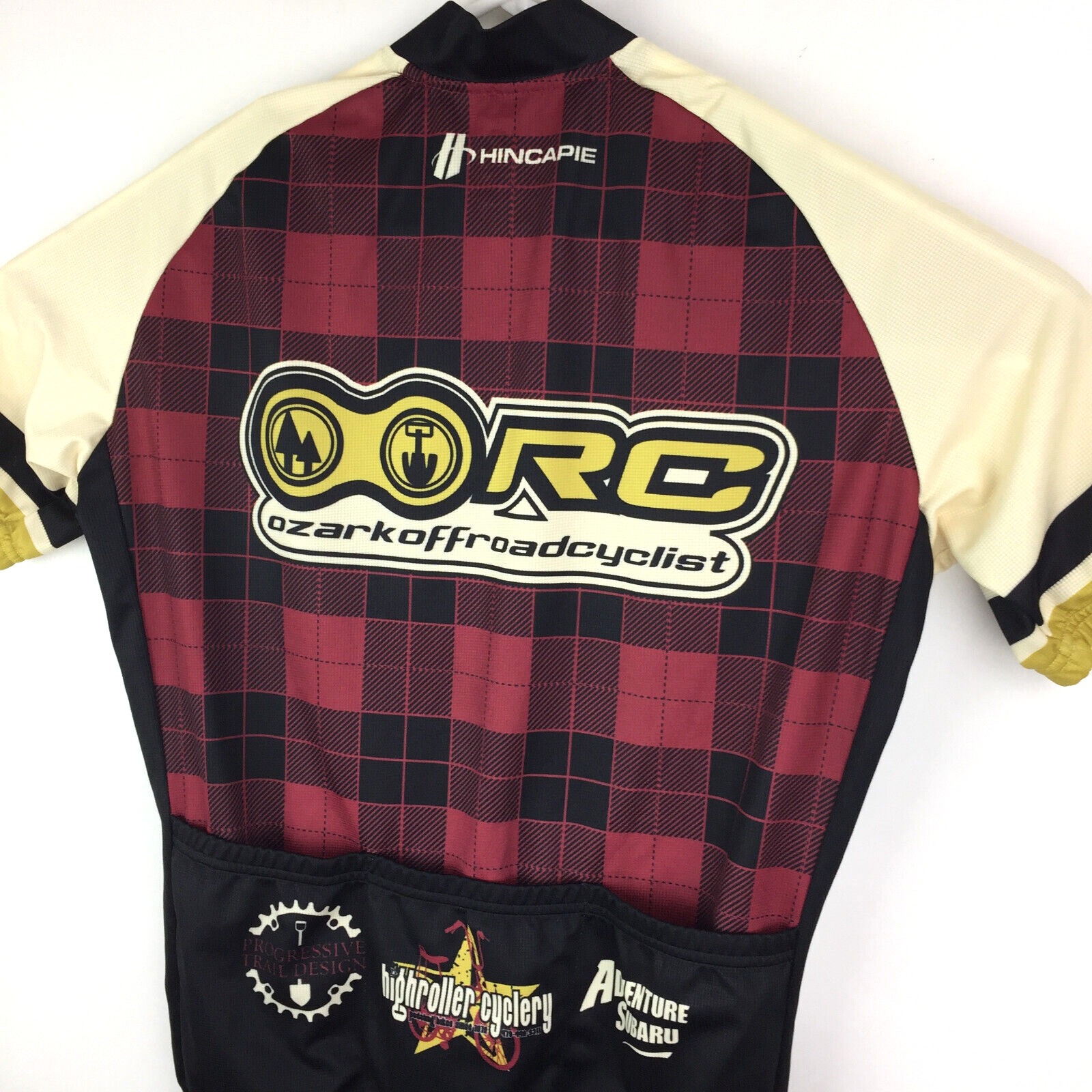 Ozark Off Road Cyclists Adult Medium Plaid Cycling Jersey Zip Front Sport Top