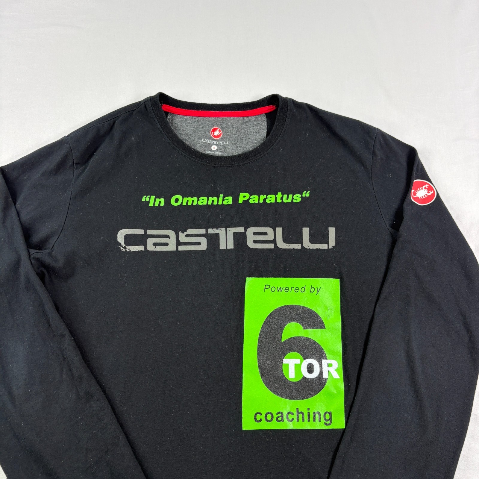 Castelli Cycling Shirt Mens Small Black Graphic Crew Neck Stretch Casual