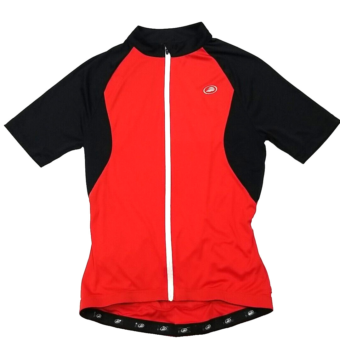 Performance Elite Cycling Jersey Men M Red Full Zip Poly Mock Neck Colorblock
