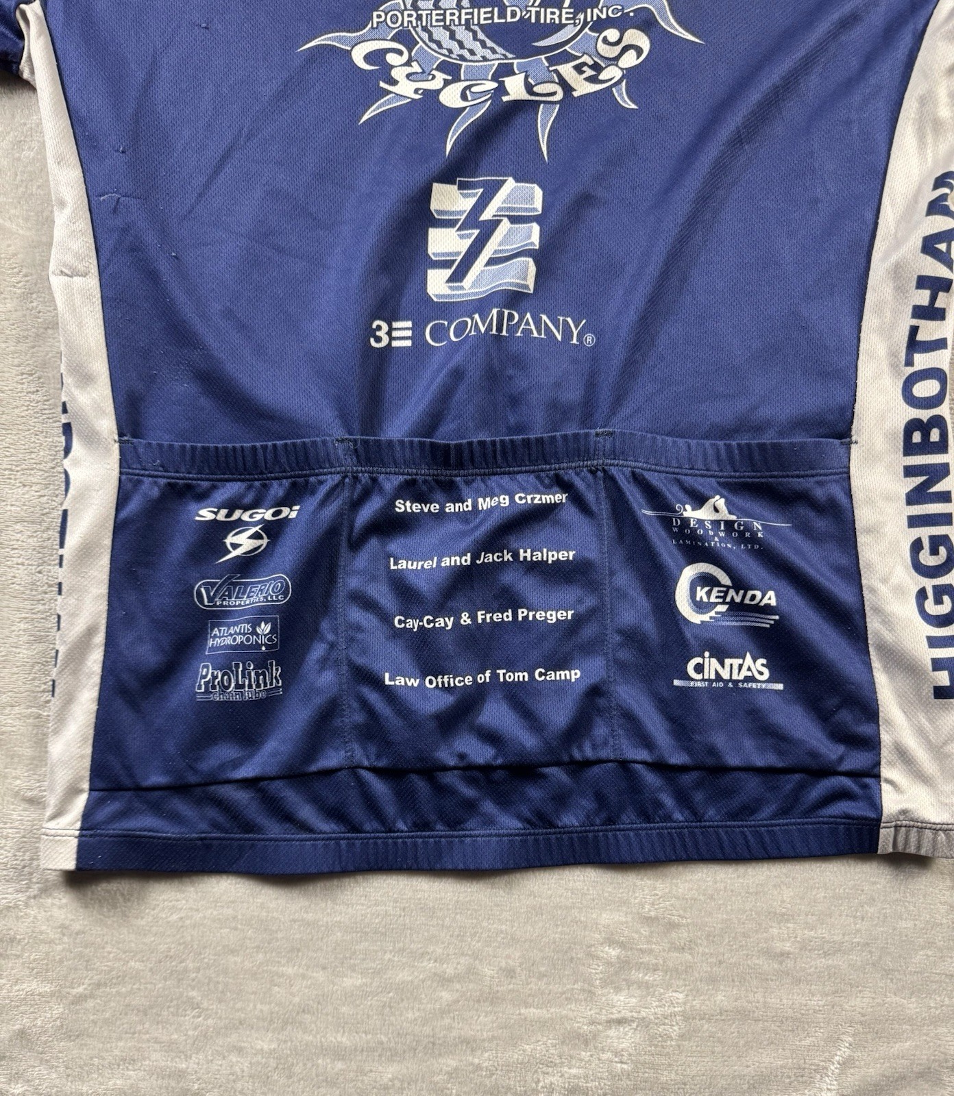 Sugoi Shirt Mens L Blue White Cycling Jersey Pockets Full Zip Performance Light