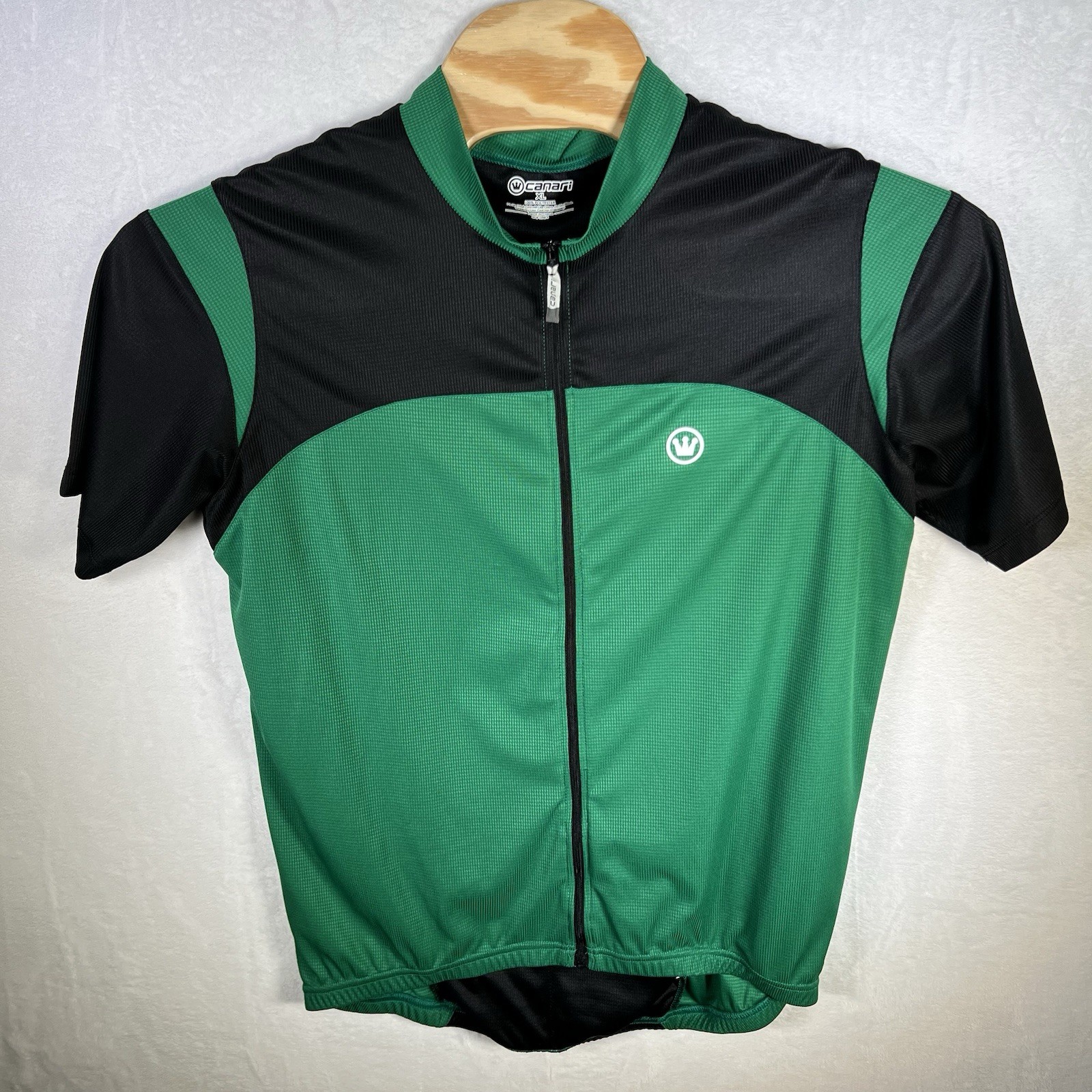 Canari Cycling Shirt Mens XL Green Black Full Zip 2 Pockets Jersey Lightweight