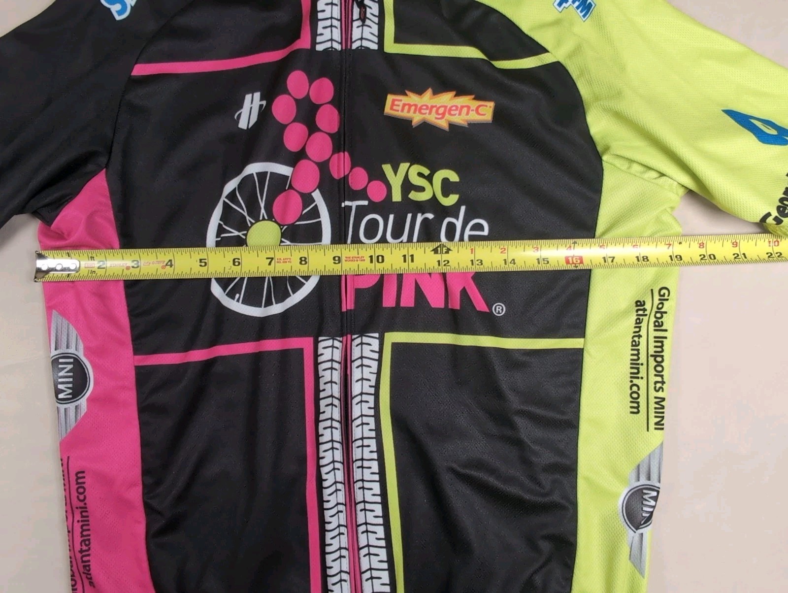 Hincapie Sportswear Mens L Bicycles Cycling Jersey Pink Black Yellow Full Zip