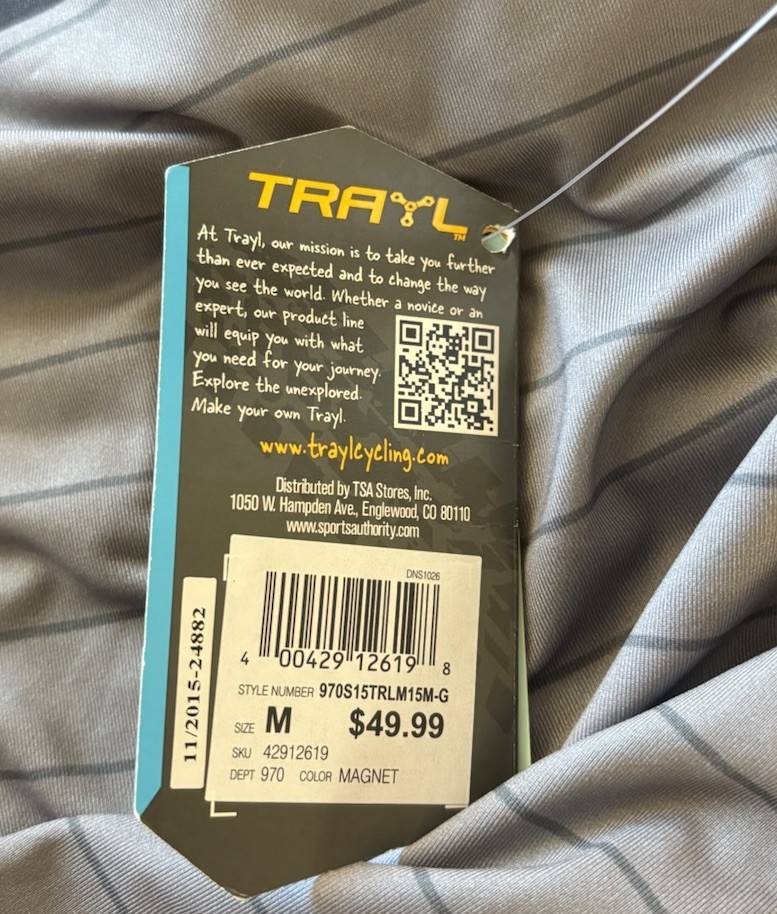 Trayl Bike Wear Cycling Men’s Jersey Size M Black Stripe Gray 1/2 Zip