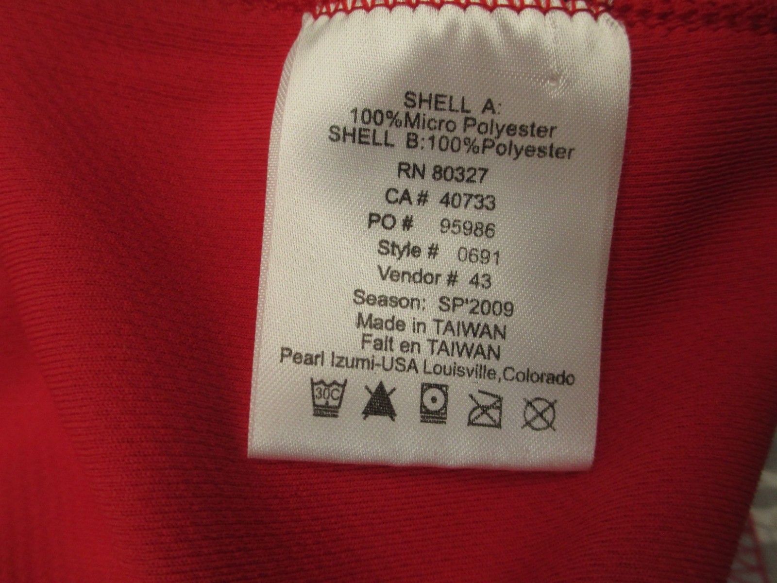 Pearl Izumi Size XL Mens Red Cycling Stretch Back Pocket Full Zip Sport Top 359