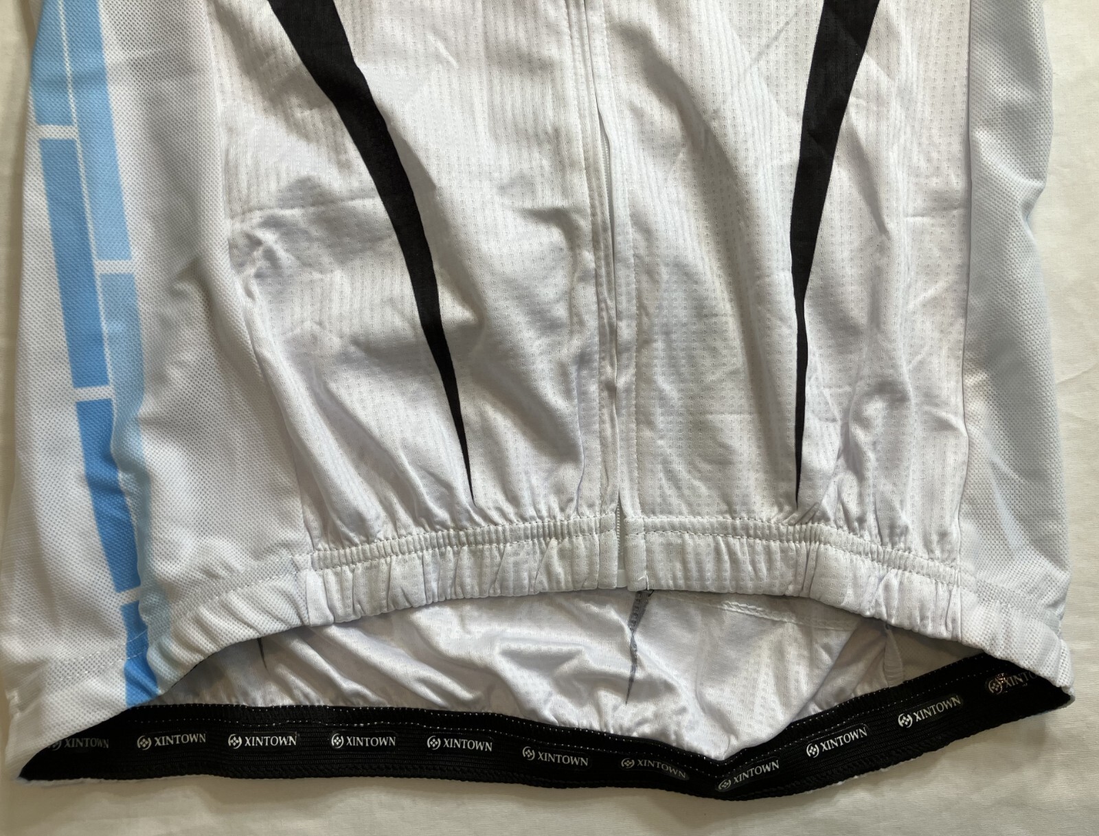 Xintown Bike Rider Jersey, Men’s Large Blue & White Elastic Bottom