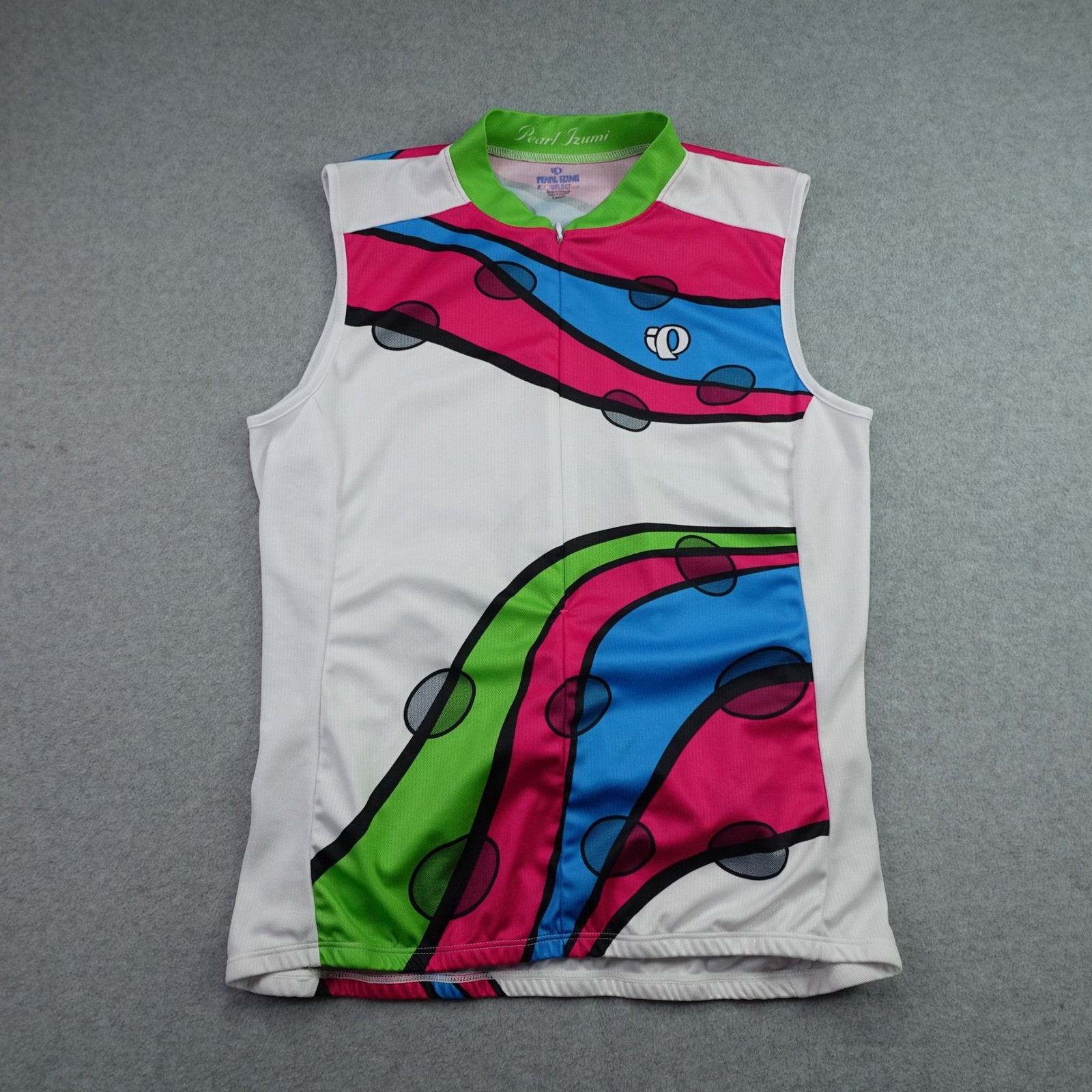 Pearl Izumi Cycling Jersey Womens Large White Pink Blue Sleeveless Select