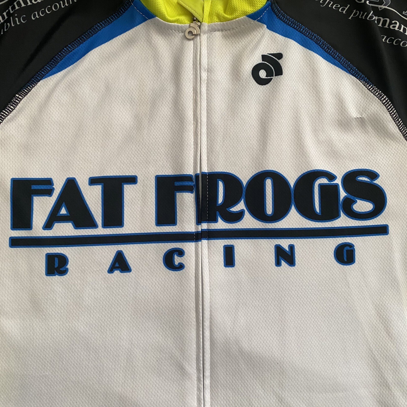 Champion System Cycling Jersey Fat Frogs Mens Large L White Race Cut Full Zip