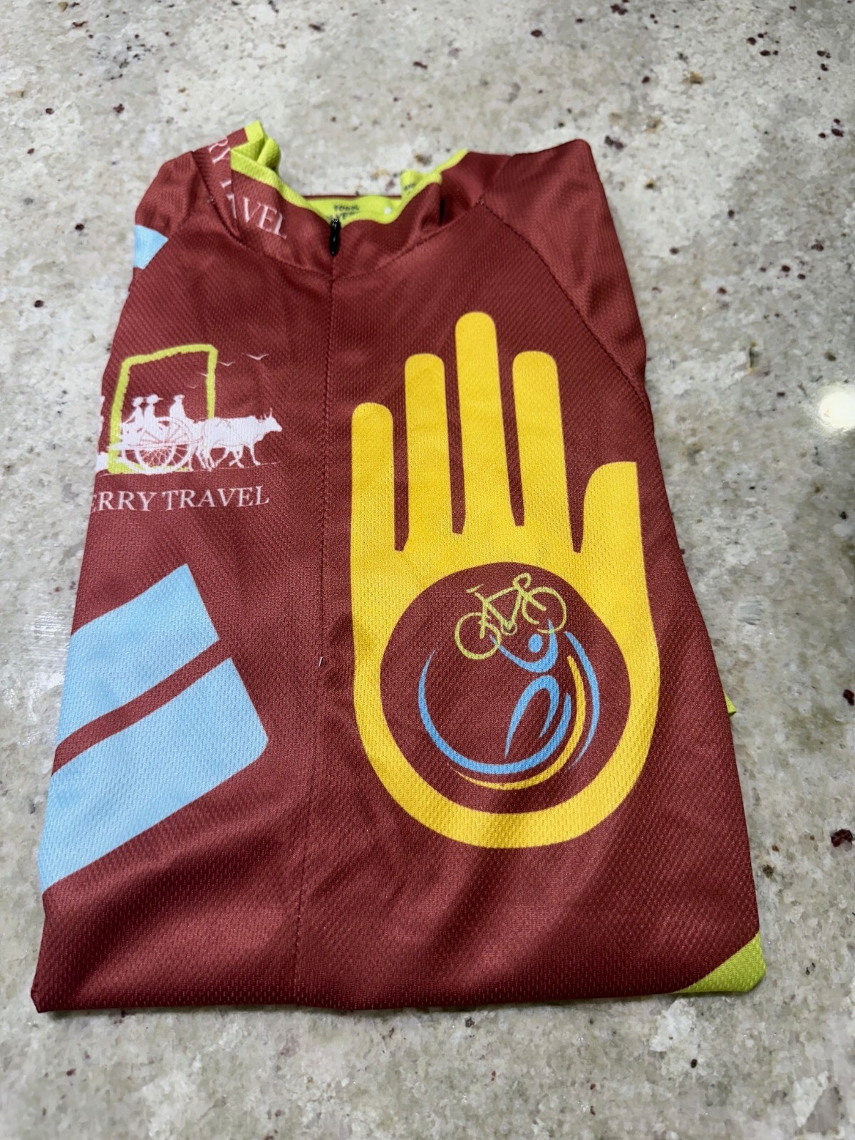 Cycling Jersey Travel Themed Cambodia Angkor Wat (S, M) Maroon Yellow Blue
