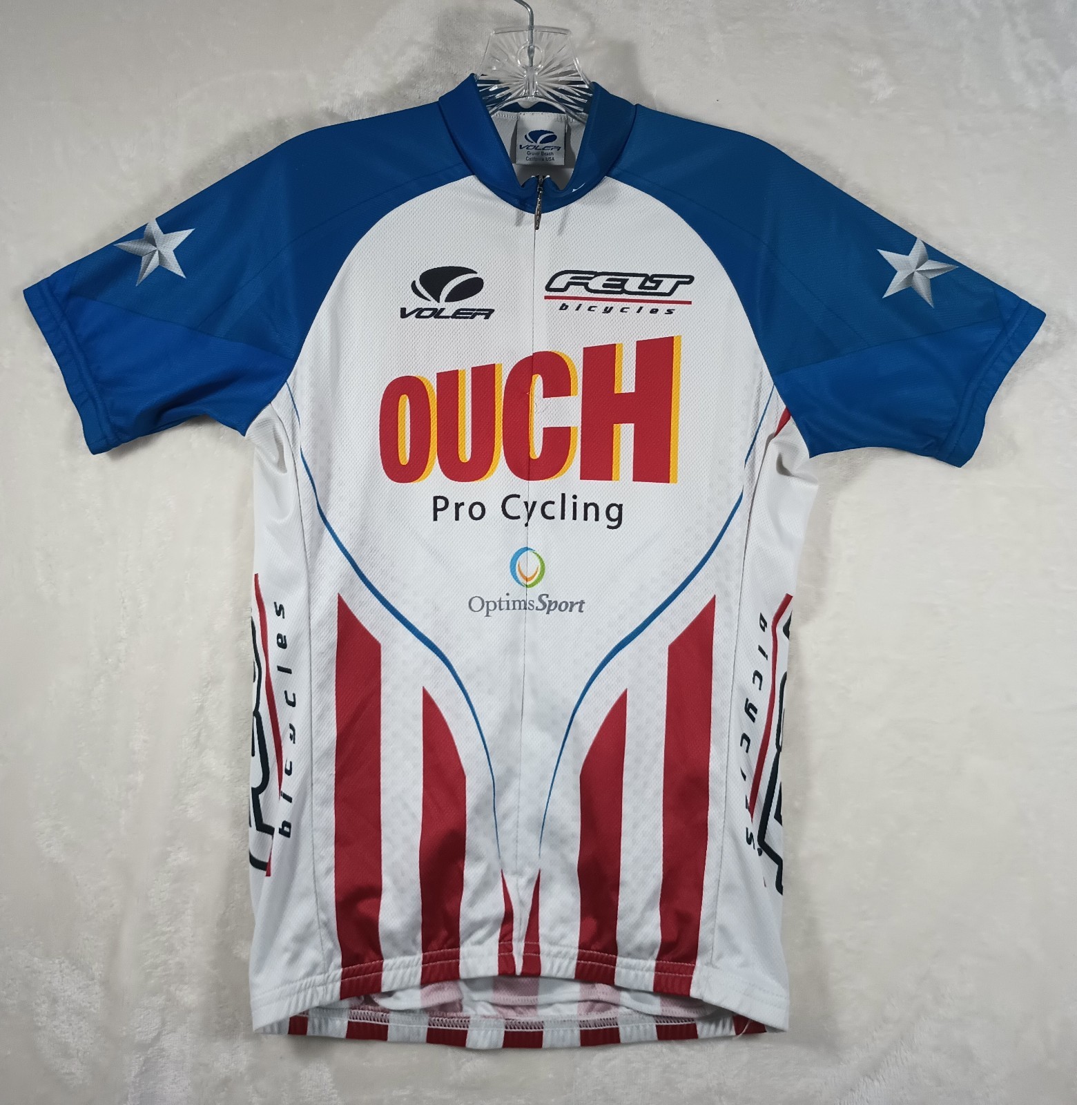 Voler Ouch Pro Cycling Men’s Small Cycle Jersey Bike Shirt Full Zip Club Raglan