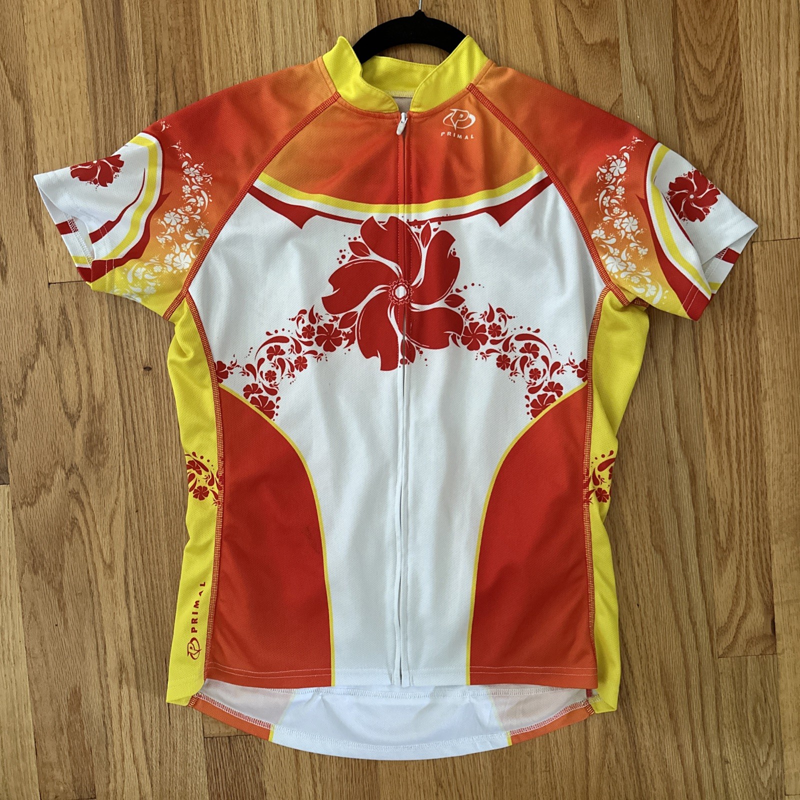 Tour De Cure Primal Cycling Jersey Men’s XL Yellow Red Sport Cut Raglan