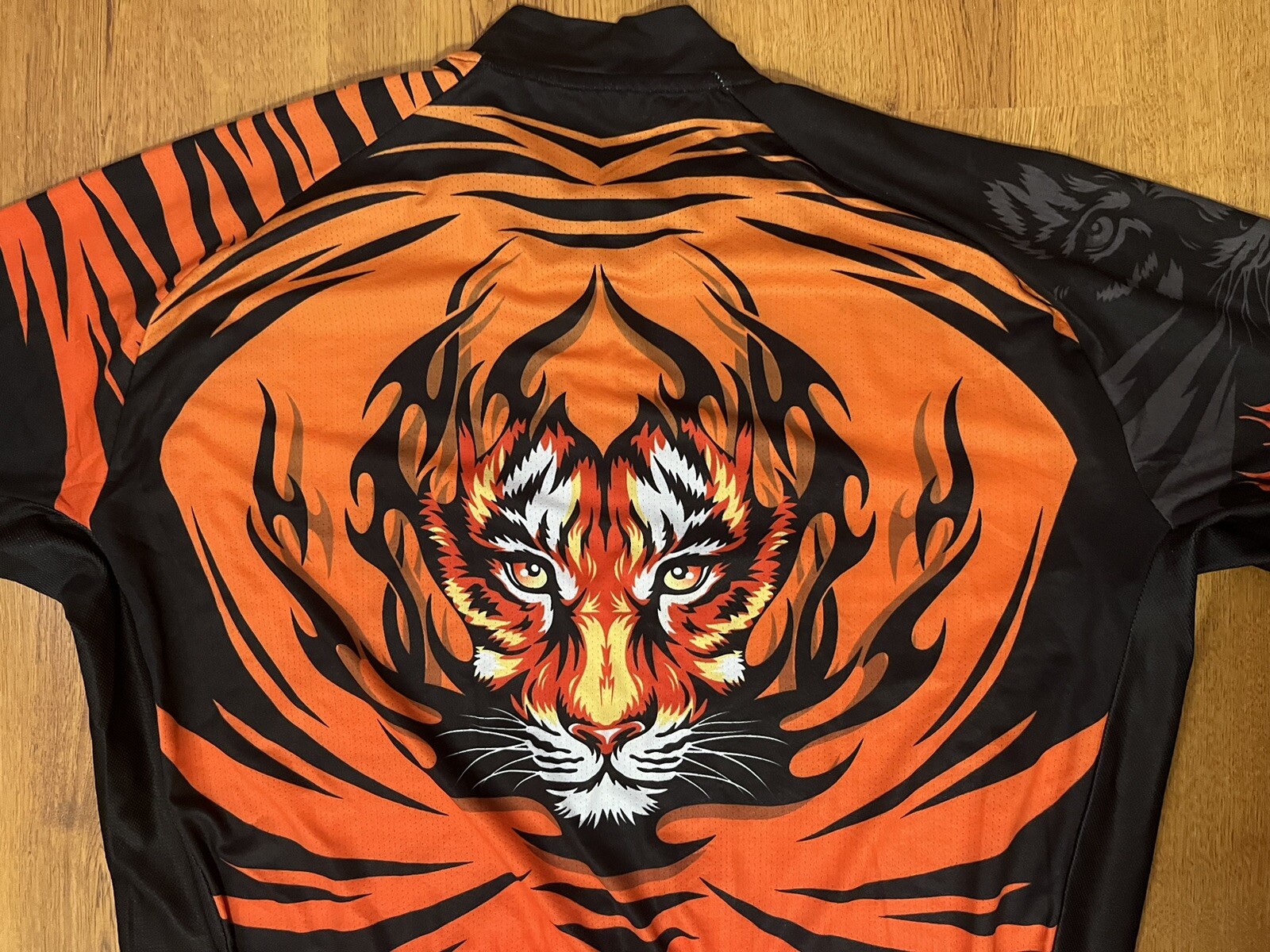 Weimostar Cycling Jersey Fire Tiger Full Zip Bike Shirt Orange Red XL
