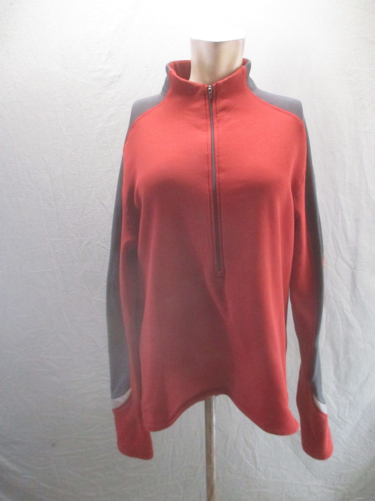 NOVARA Size L Mens Red 3/4 Zip Back Zip Pocket High Neck Cycling Pullover 793