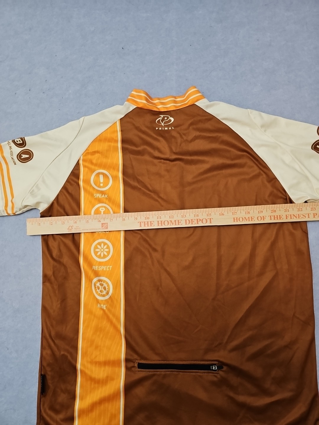 PRIMAL Mens LARGE Club Cycling Bike Jersey IMBA Mountain Bicycling Asso TAN ZIP