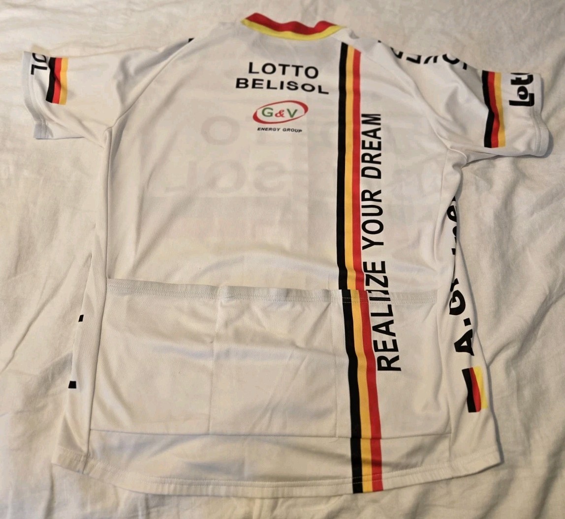 Lotto Belisol Cycling Jersey XXL White Red Yellow Black 100% Polyester Pro Team