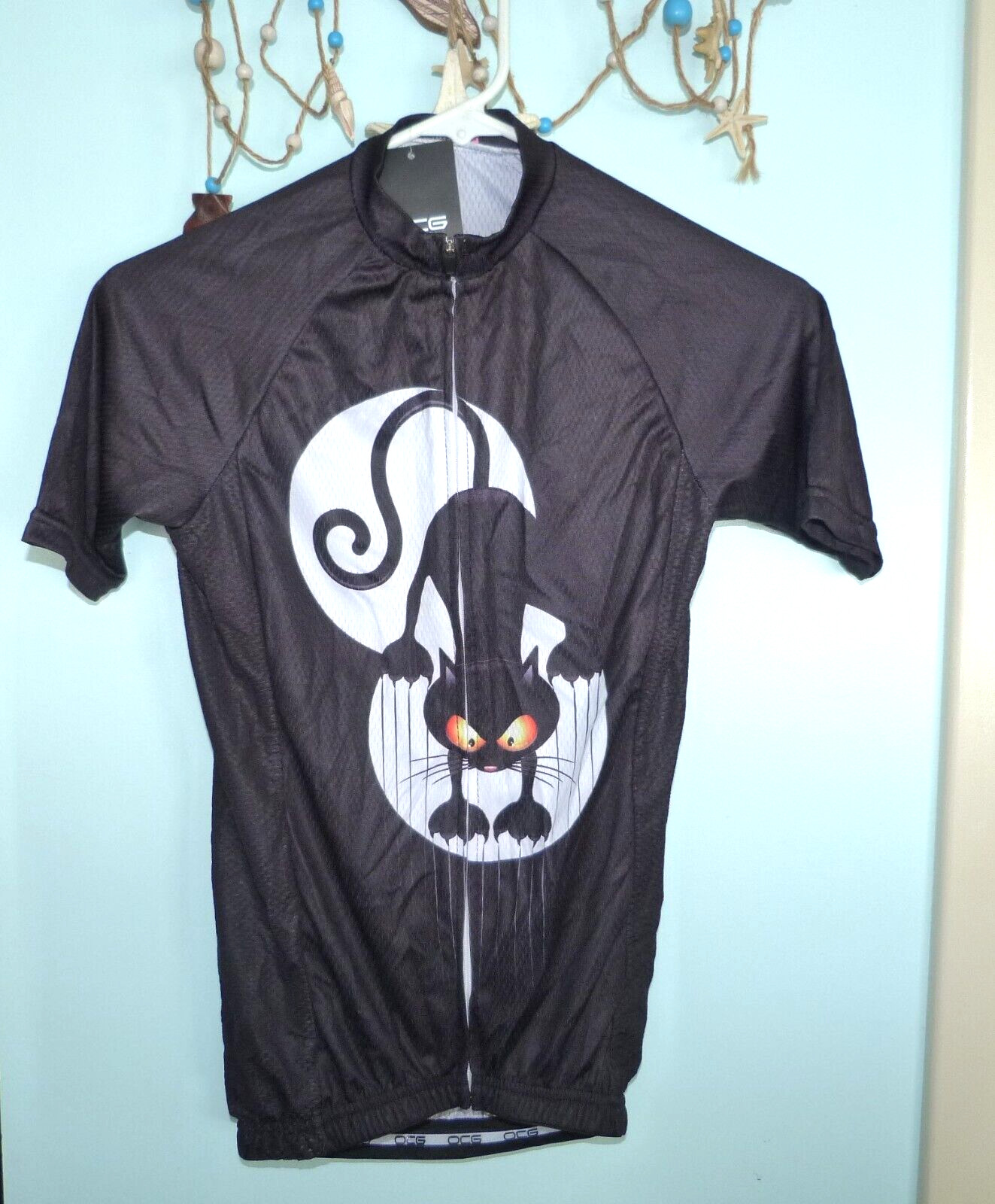 Cycling SS Jersey XXS Women’s NWT Black Cat Clawing Black White Orange OC Gear