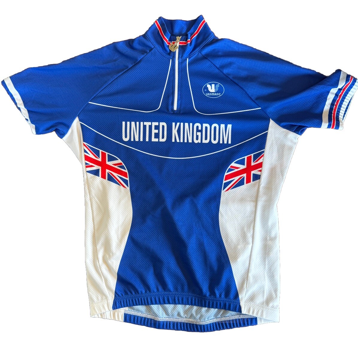 RARE Vermarc United Kingdom Youth Cycling Jersey (10Y) 1/4 Zip Short Sleeve