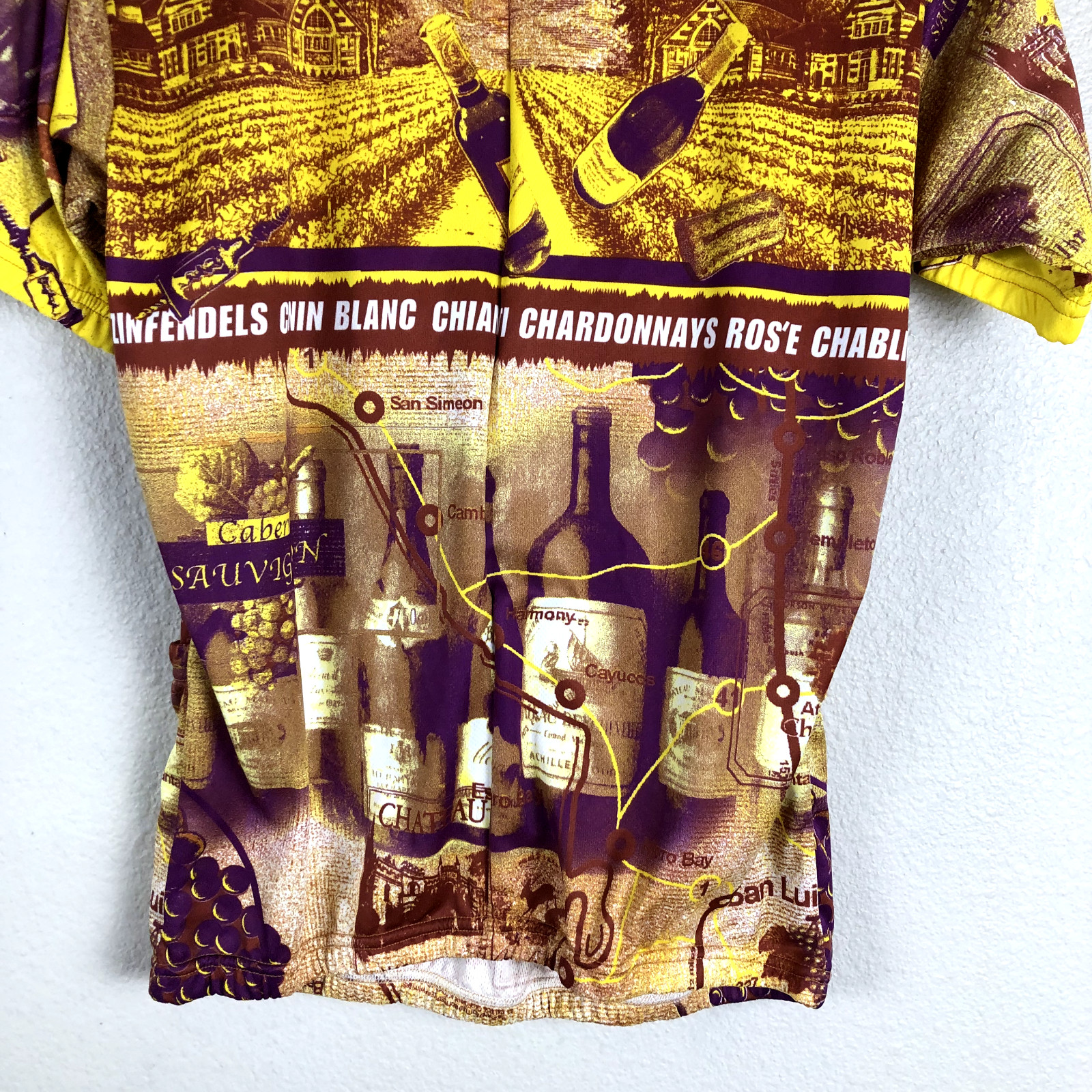 Kucharik Cycling Shirt Jersey Adults X Large Chest 42 Yellow Wine Country CA Men