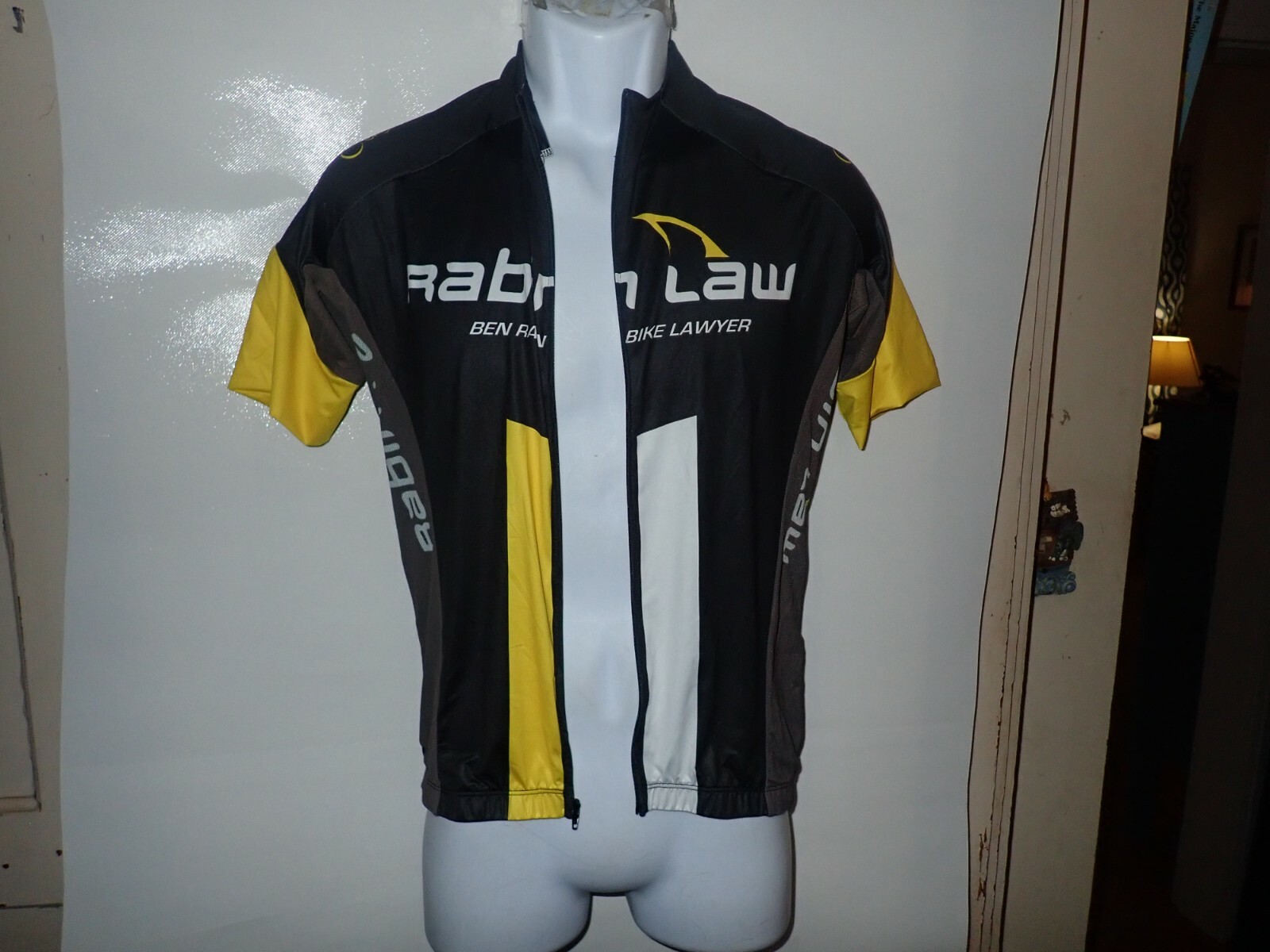 Vomax Cycling Jersey Mens M Full Zip Black Yellow Cycling Lawyer Rabin Law