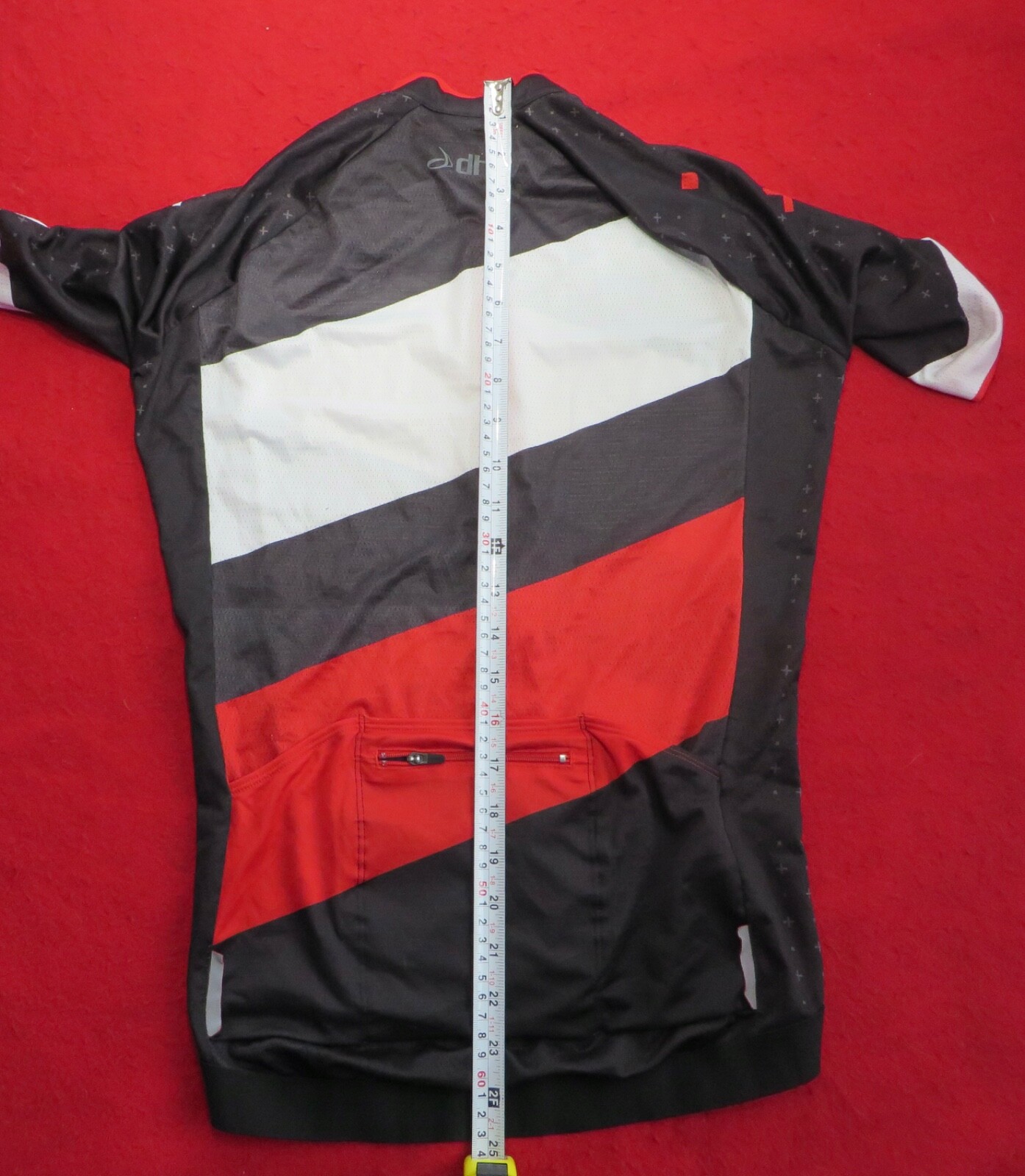 DHB Mens Cycling Jersey and Bib Short Set – UK design – Black/Red/White – XS